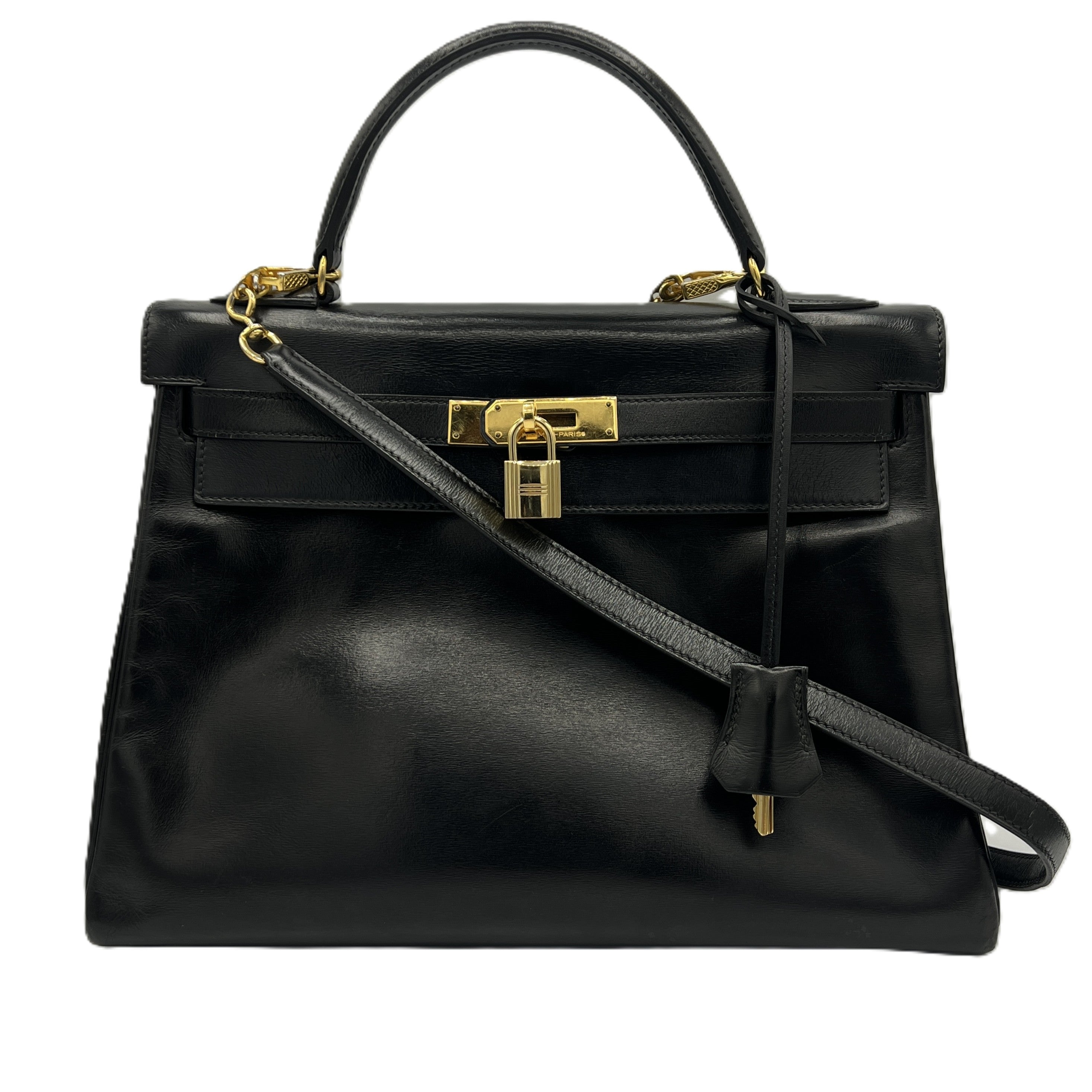 Sac à main HERMES Kelly 32 cuir box noir