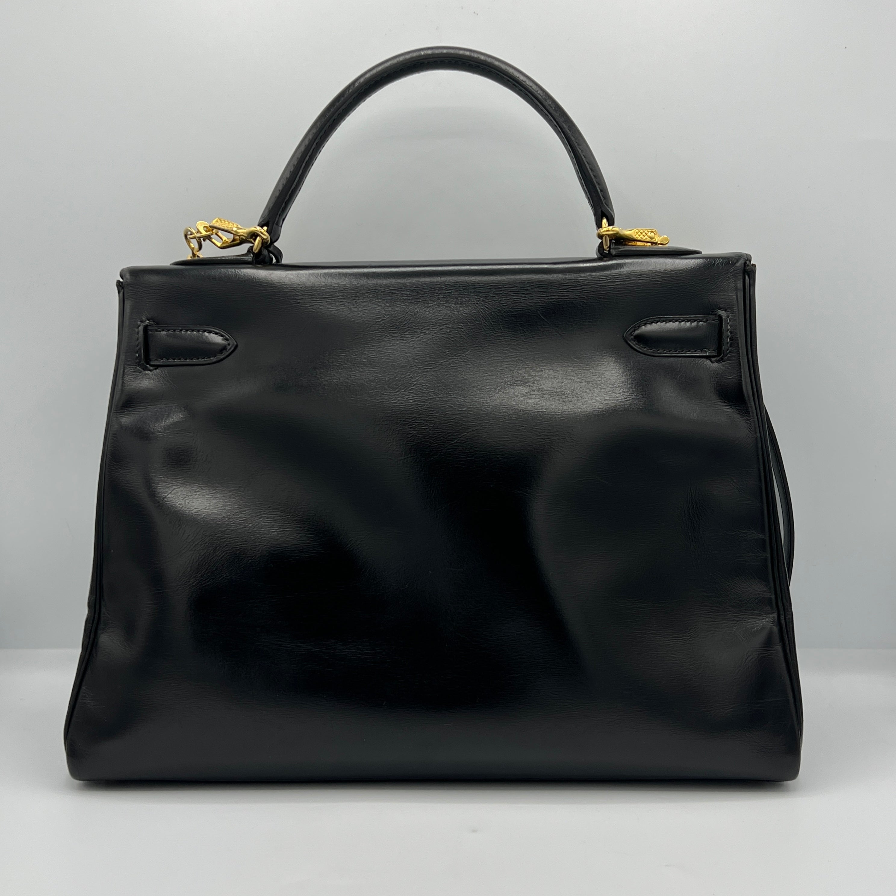 Sac à main HERMES Kelly 32 cuir box noir