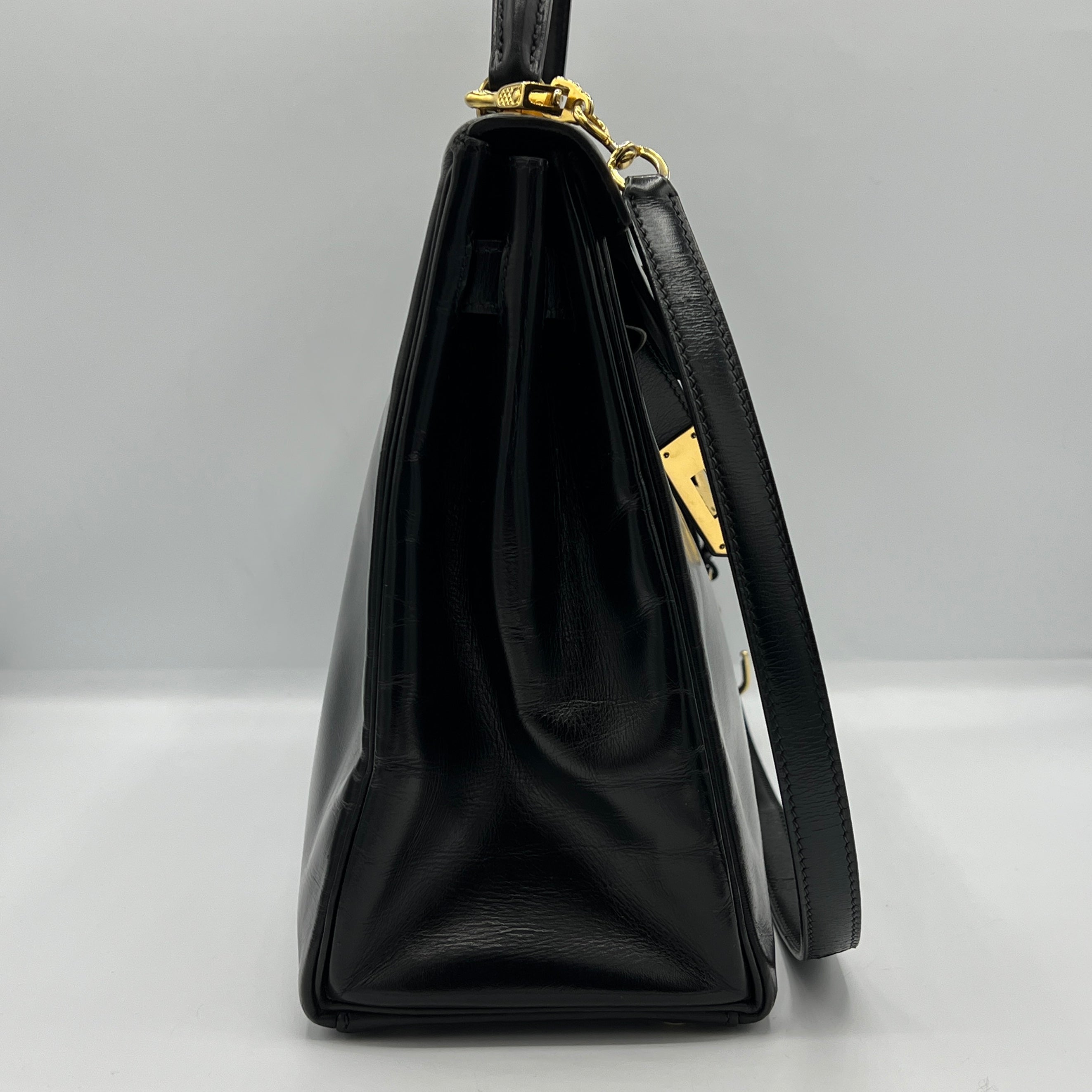 Sac à main HERMES Kelly 32 cuir box noir