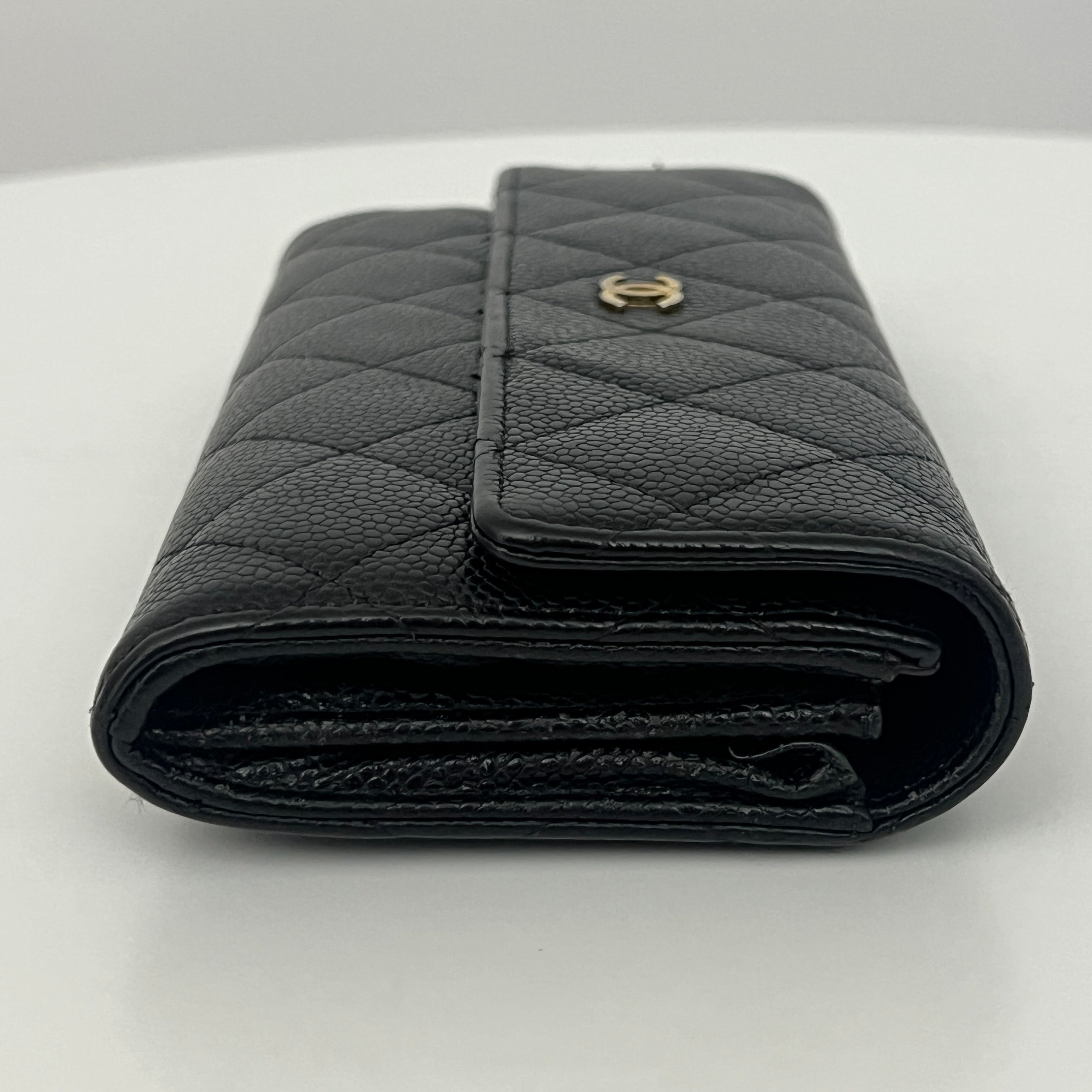 CHANEL Long Wallet black caviar leather
