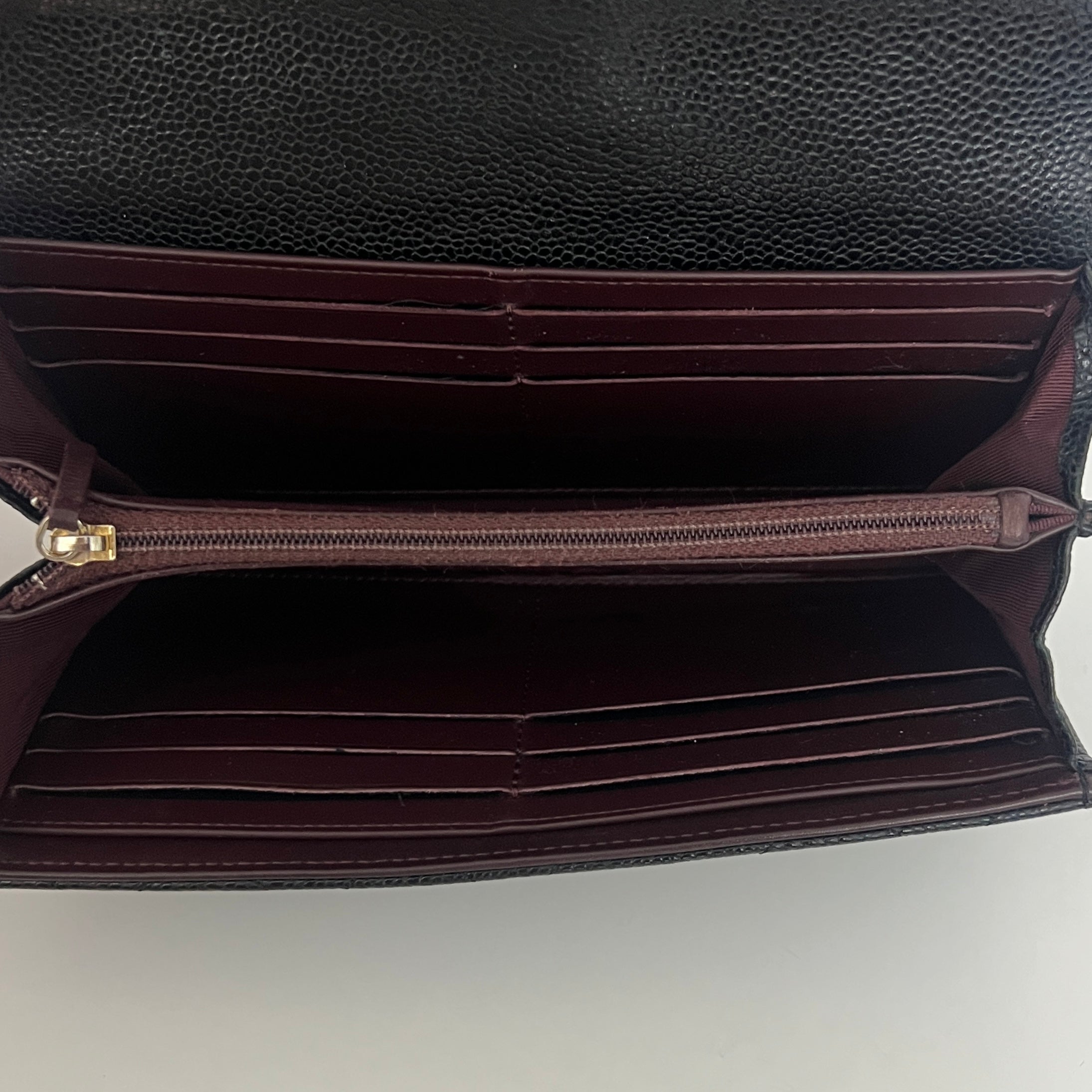 CHANEL Long Wallet black caviar leather