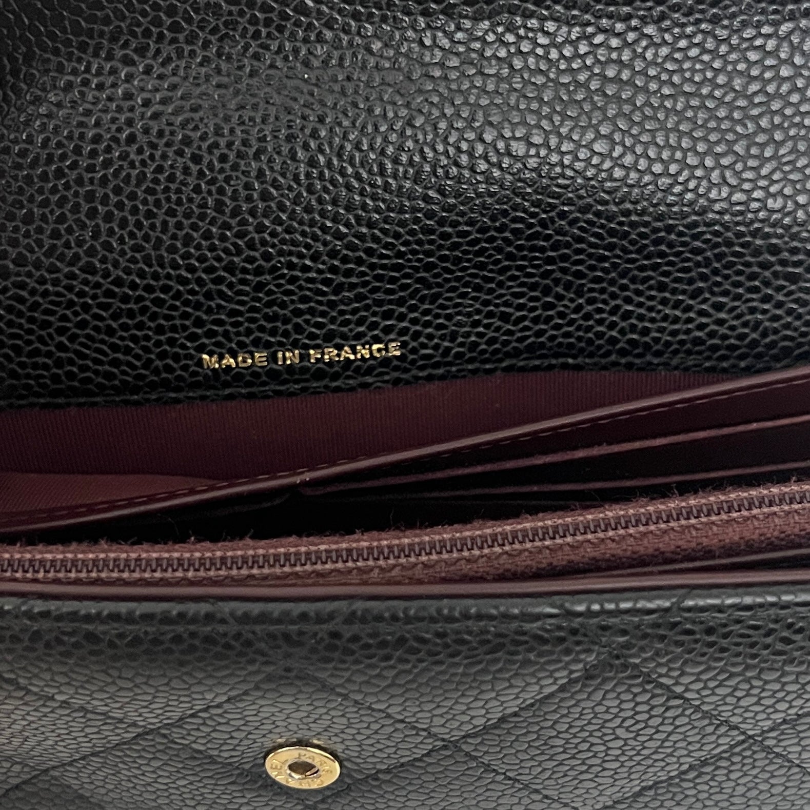 CHANEL Long Wallet black caviar leather
