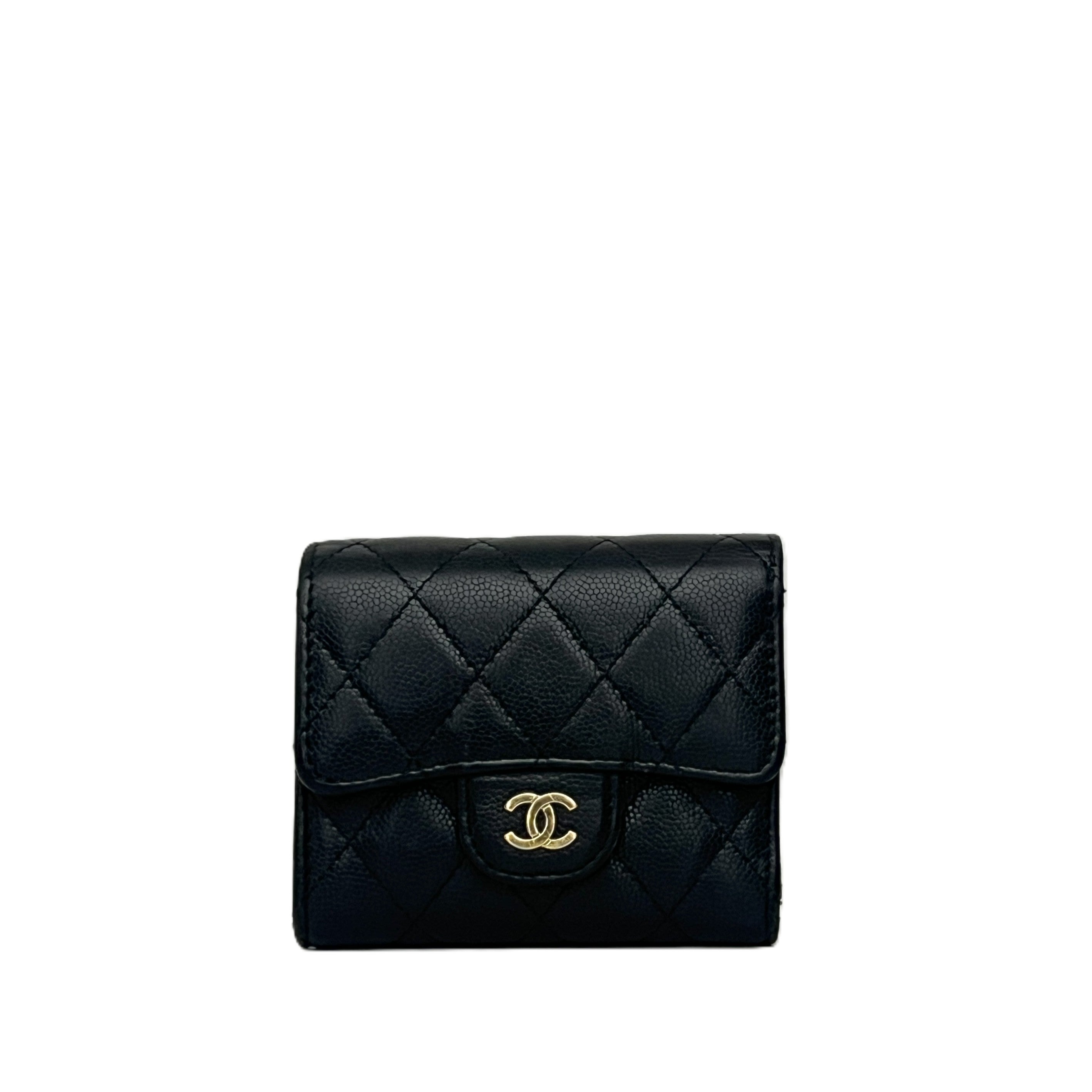 CHANEL Classic black caviar leather wallet