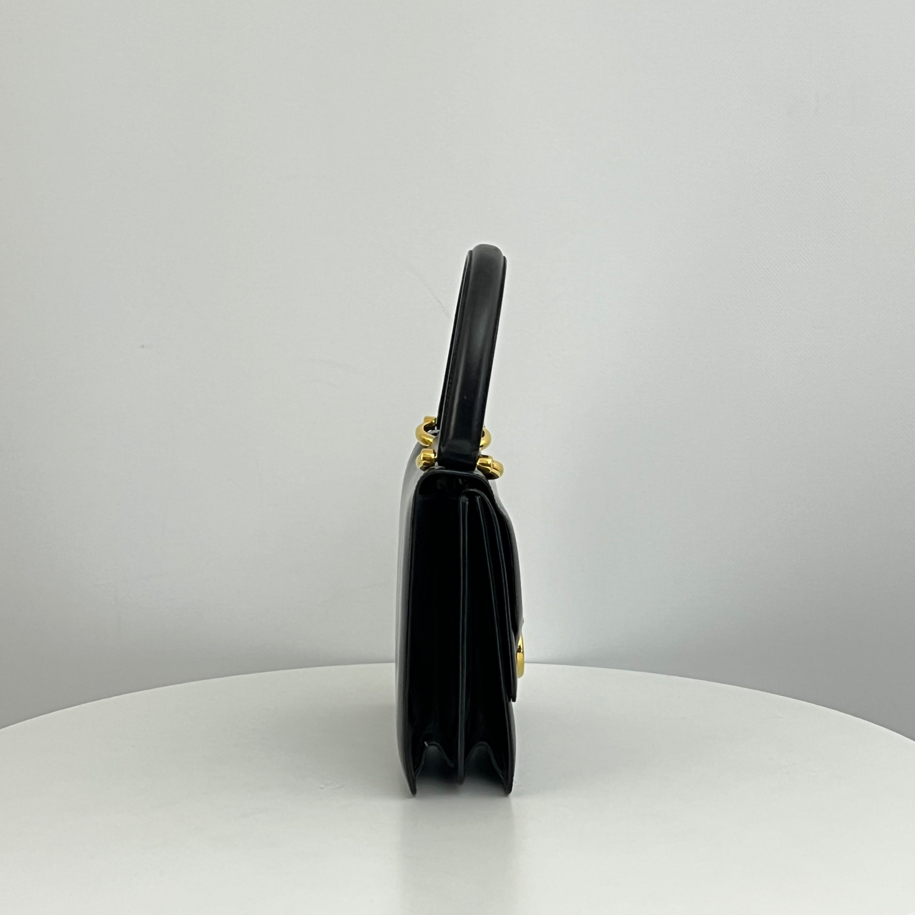Sac CELINE Top Handle cuir lisse noir