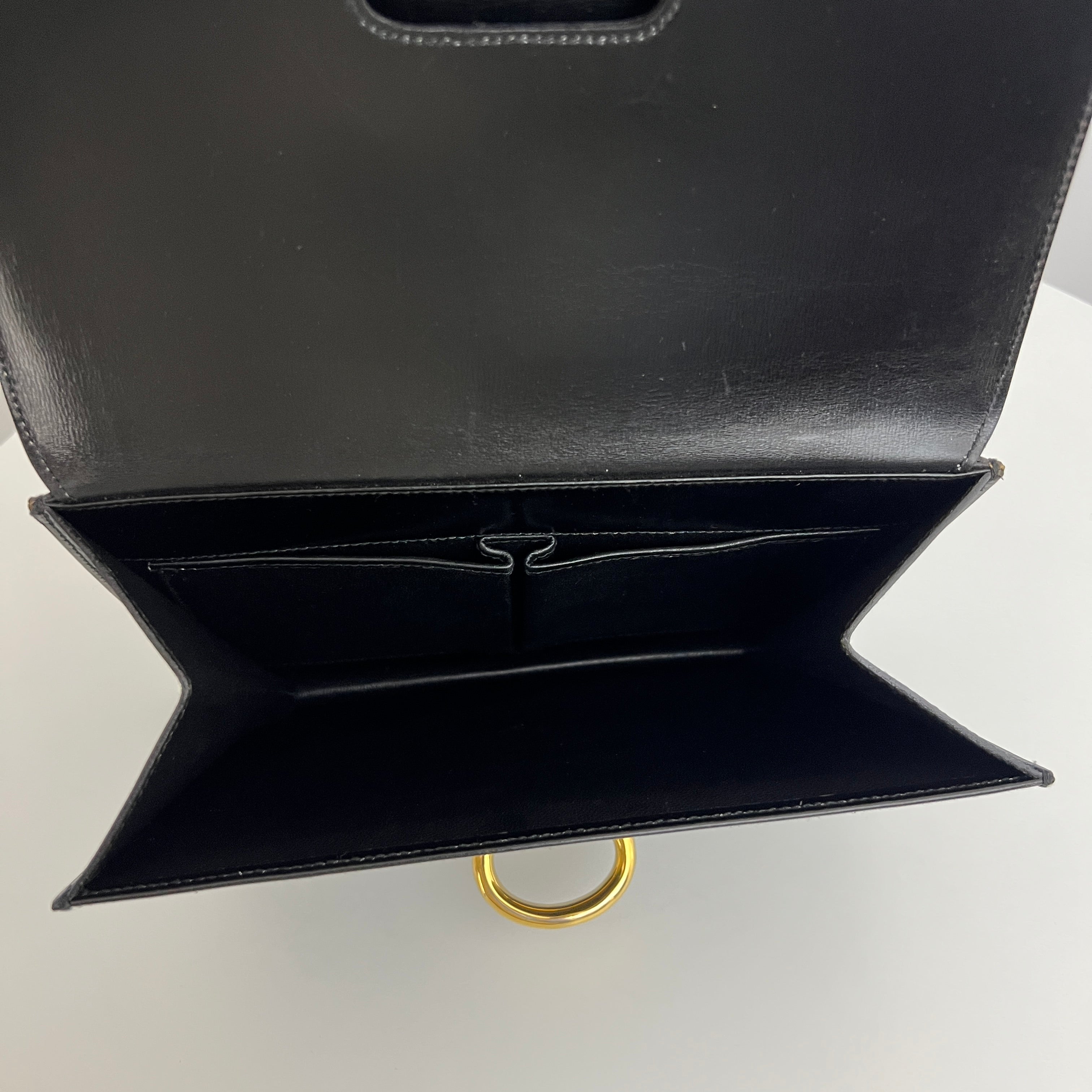 Sac CELINE Top Handle cuir lisse noir