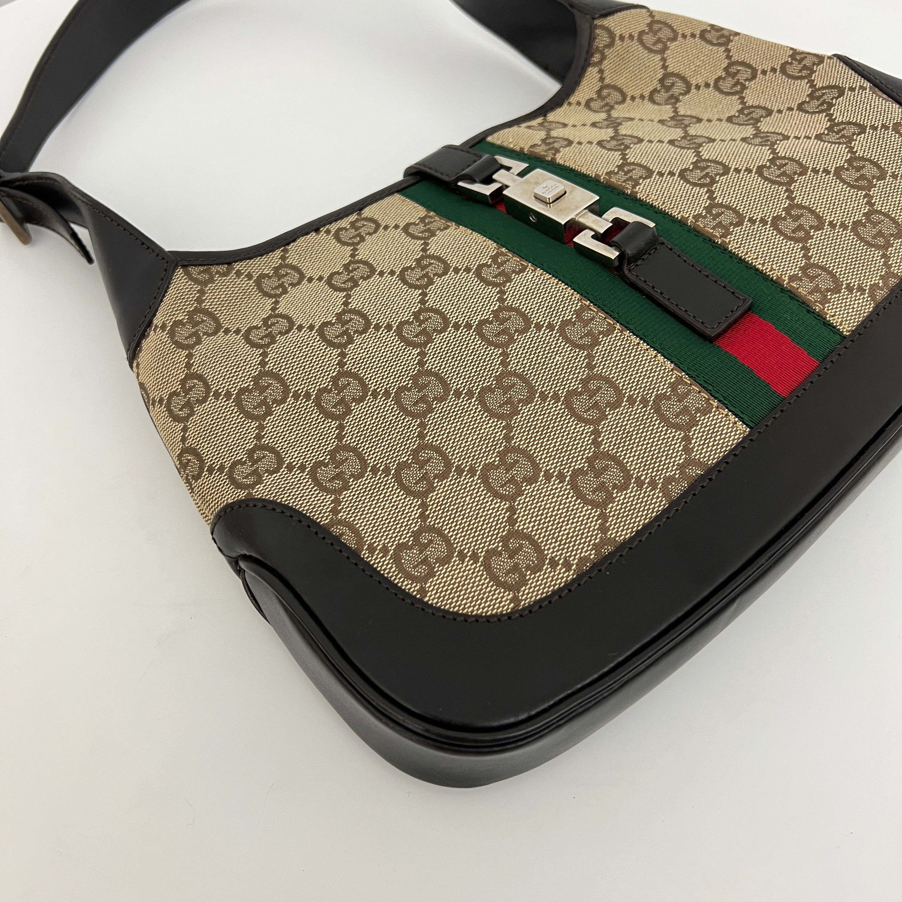 Sac GUCCI Jackie Small toile et cuir marron