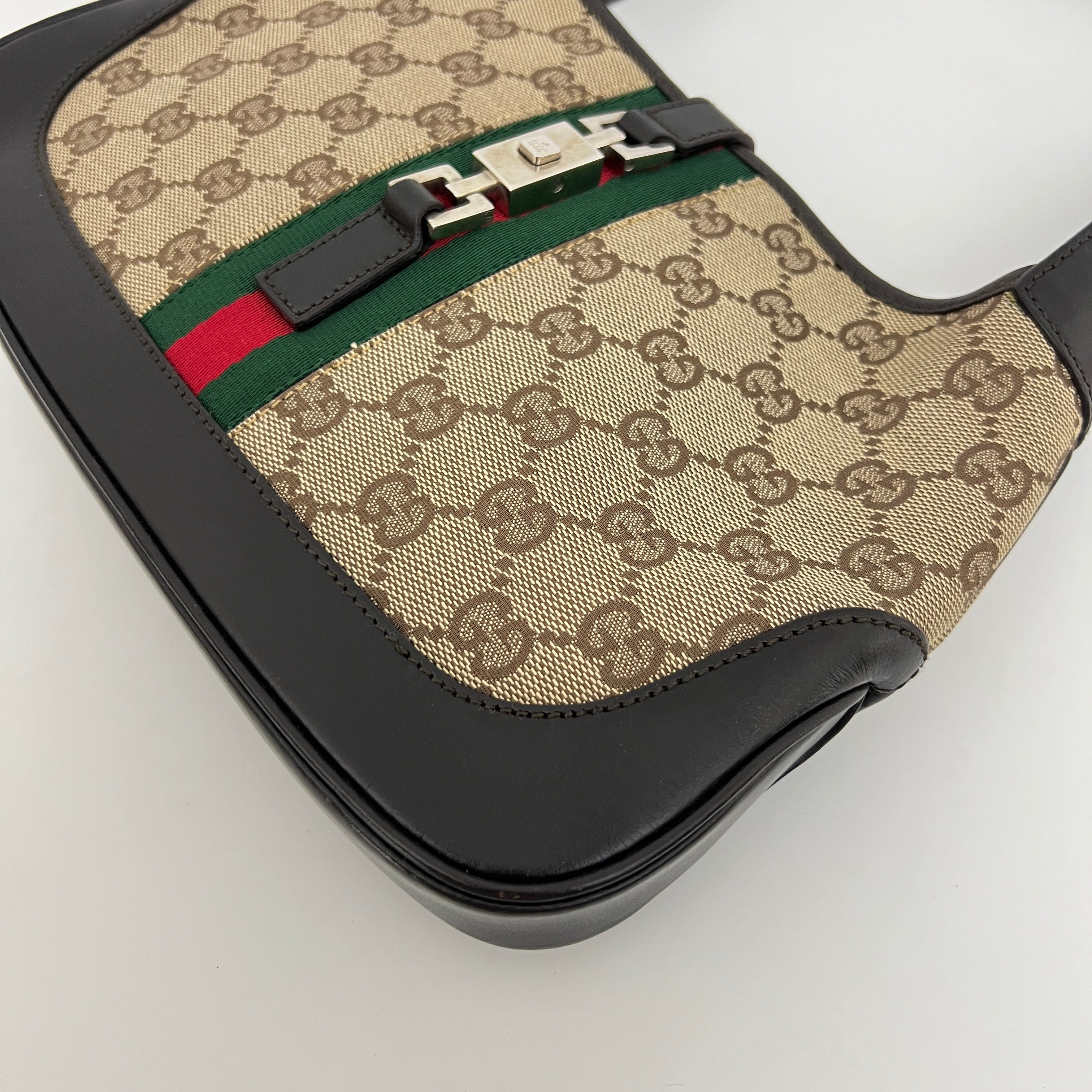 GUCCI Jackie Small brown canvas and leather bag