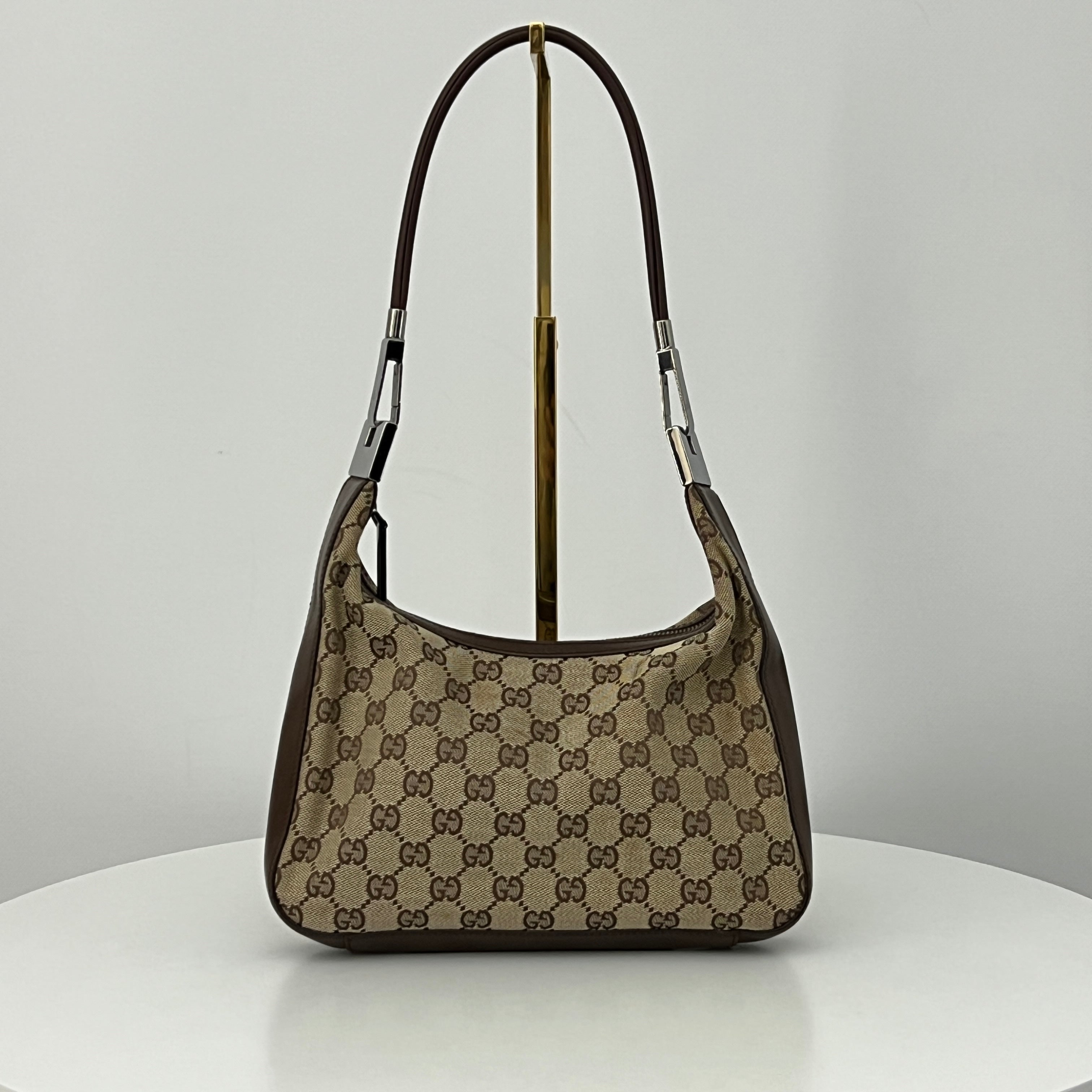 Sac GUCCI Hobo toile et cuir marron