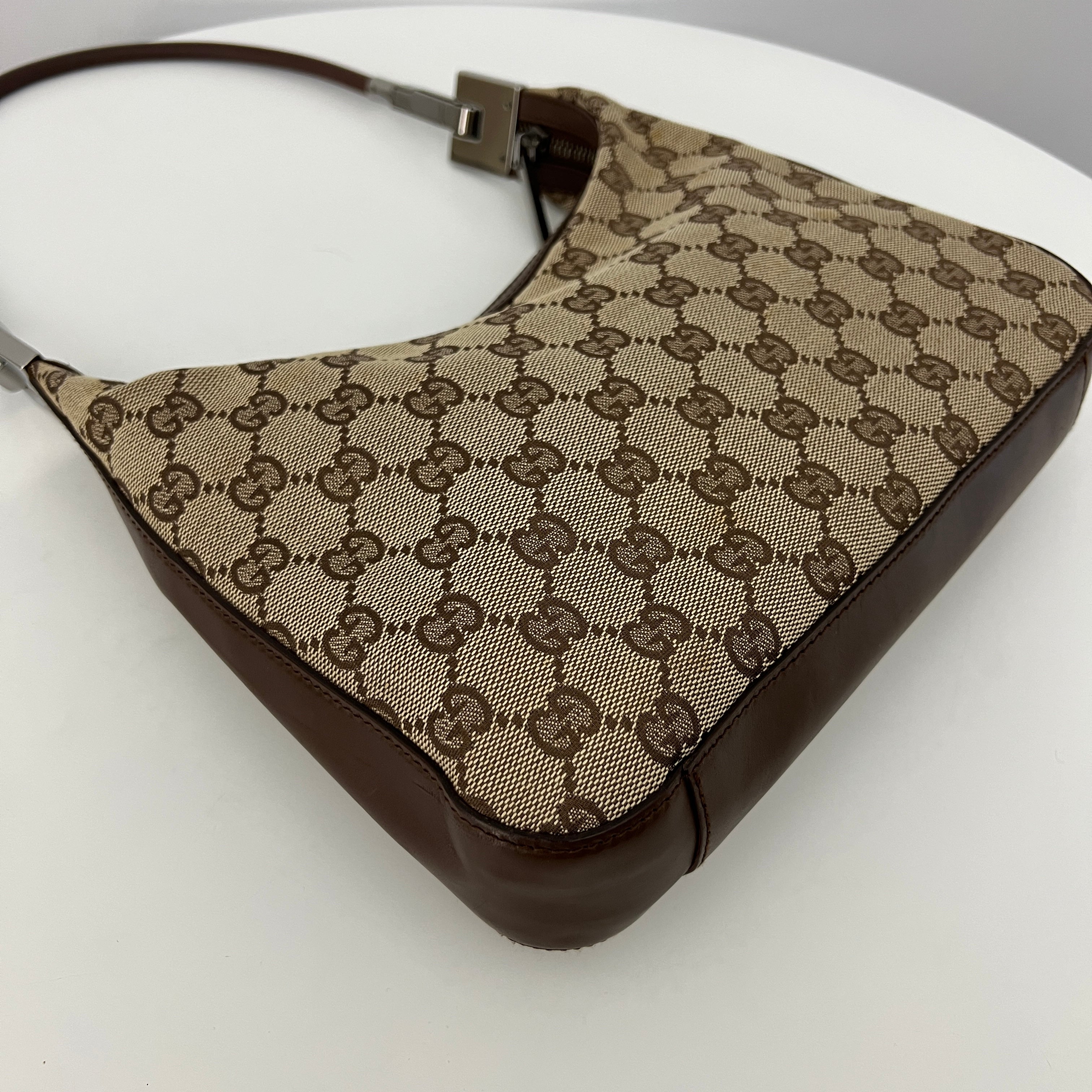 Sac GUCCI Hobo toile et cuir marron