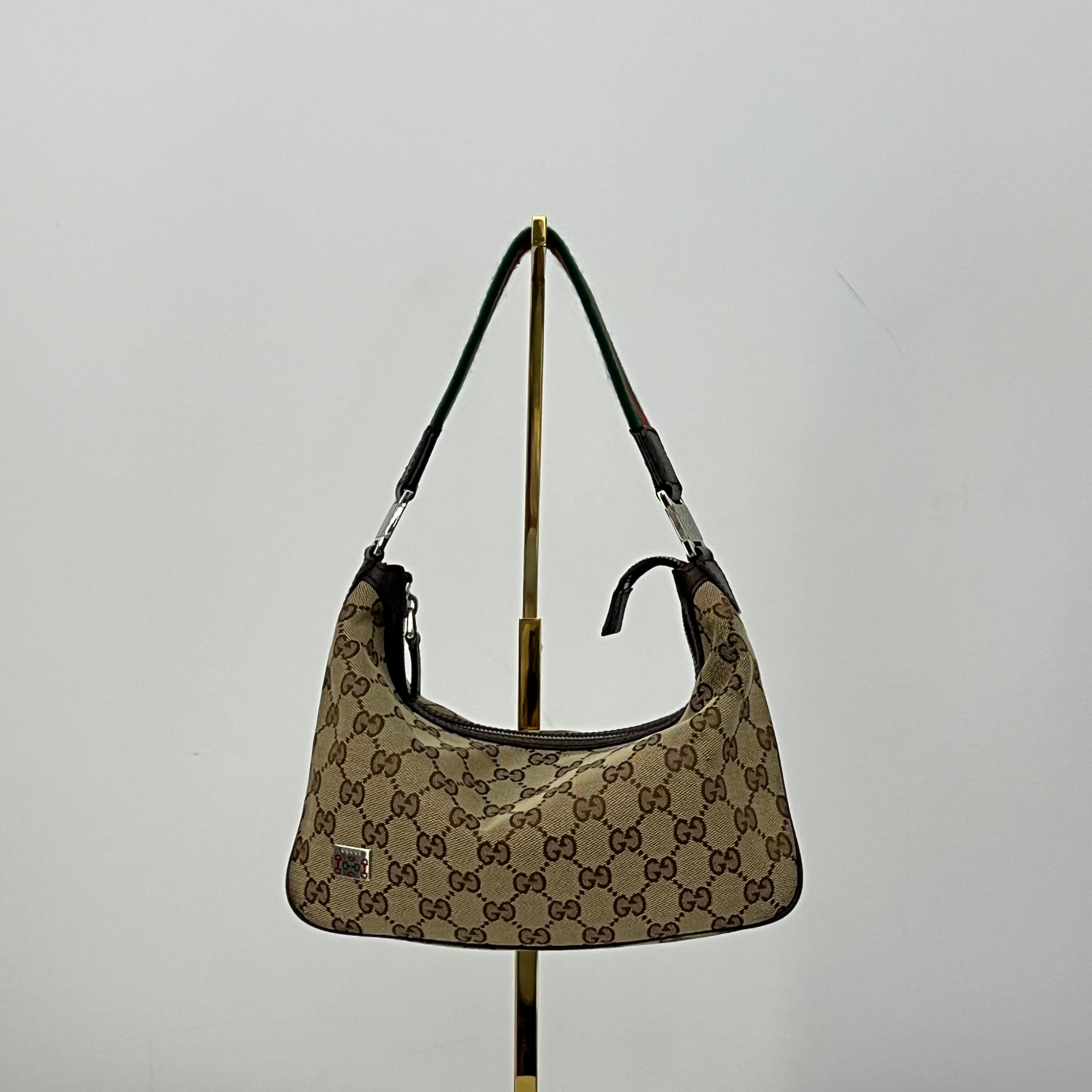 Sac GUCCI Hobo GG toile et cuir marron