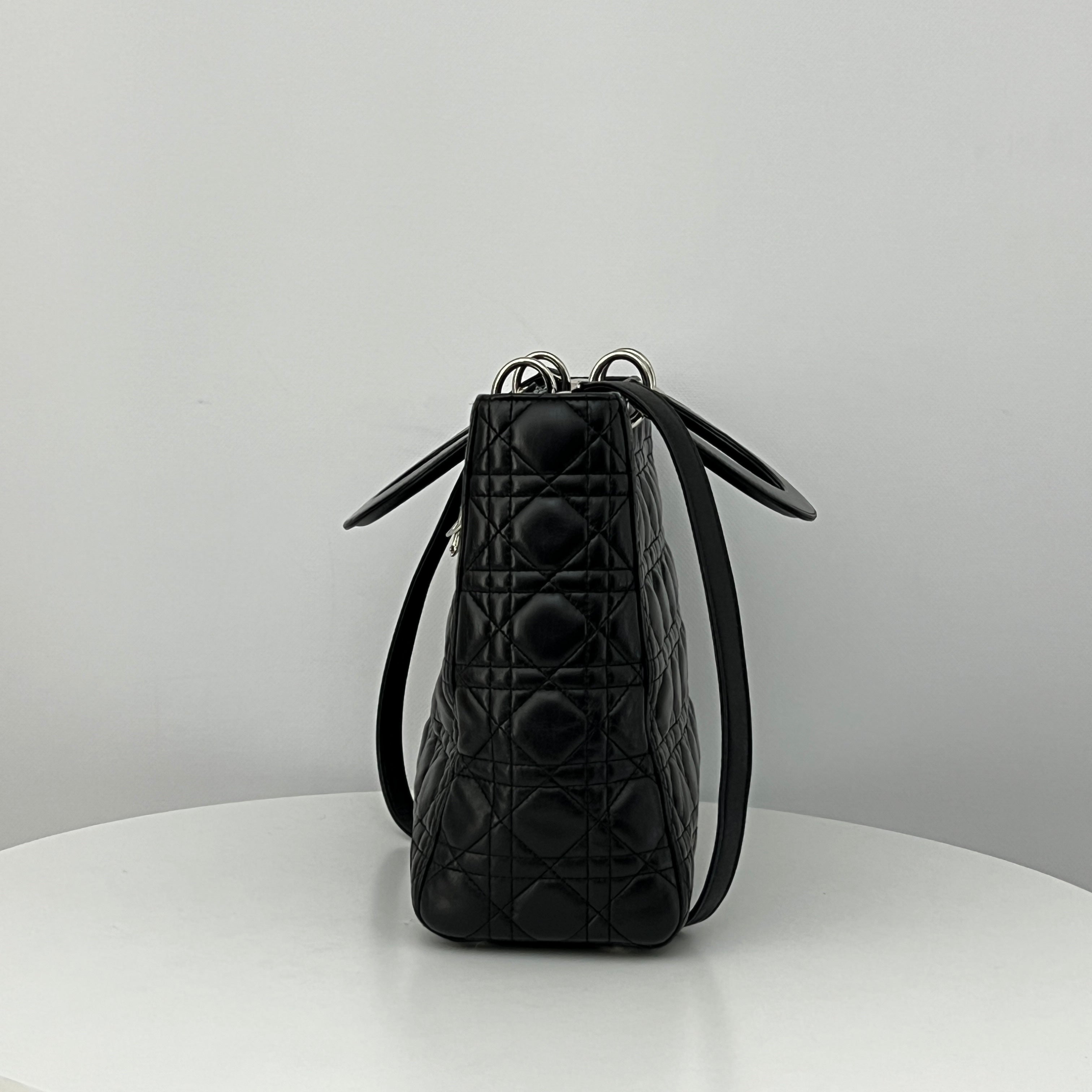 Sac à bandoulière DIOR Lady Dior Large cuir d'agneau noir