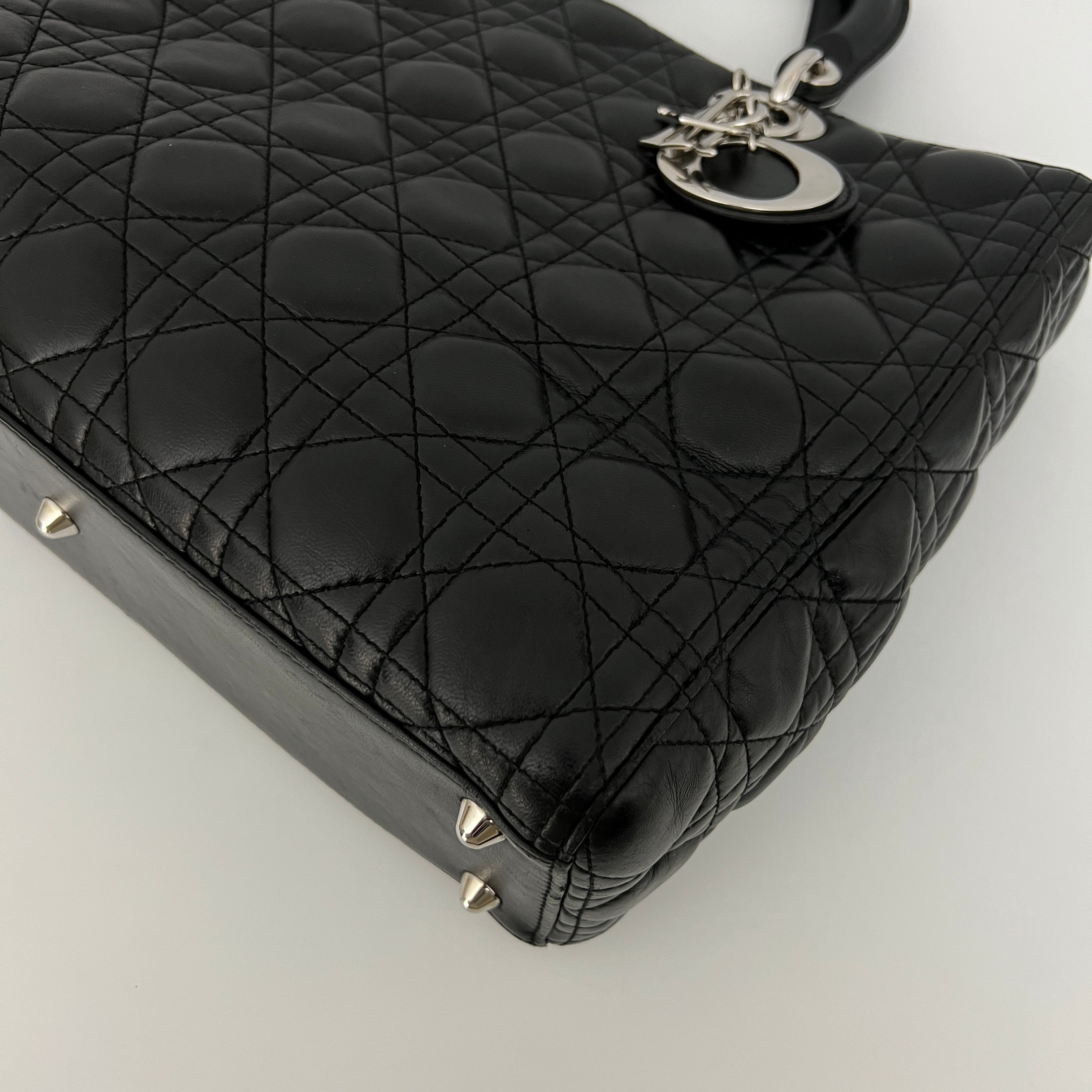 Sac à bandoulière DIOR Lady Dior Large cuir d'agneau noir