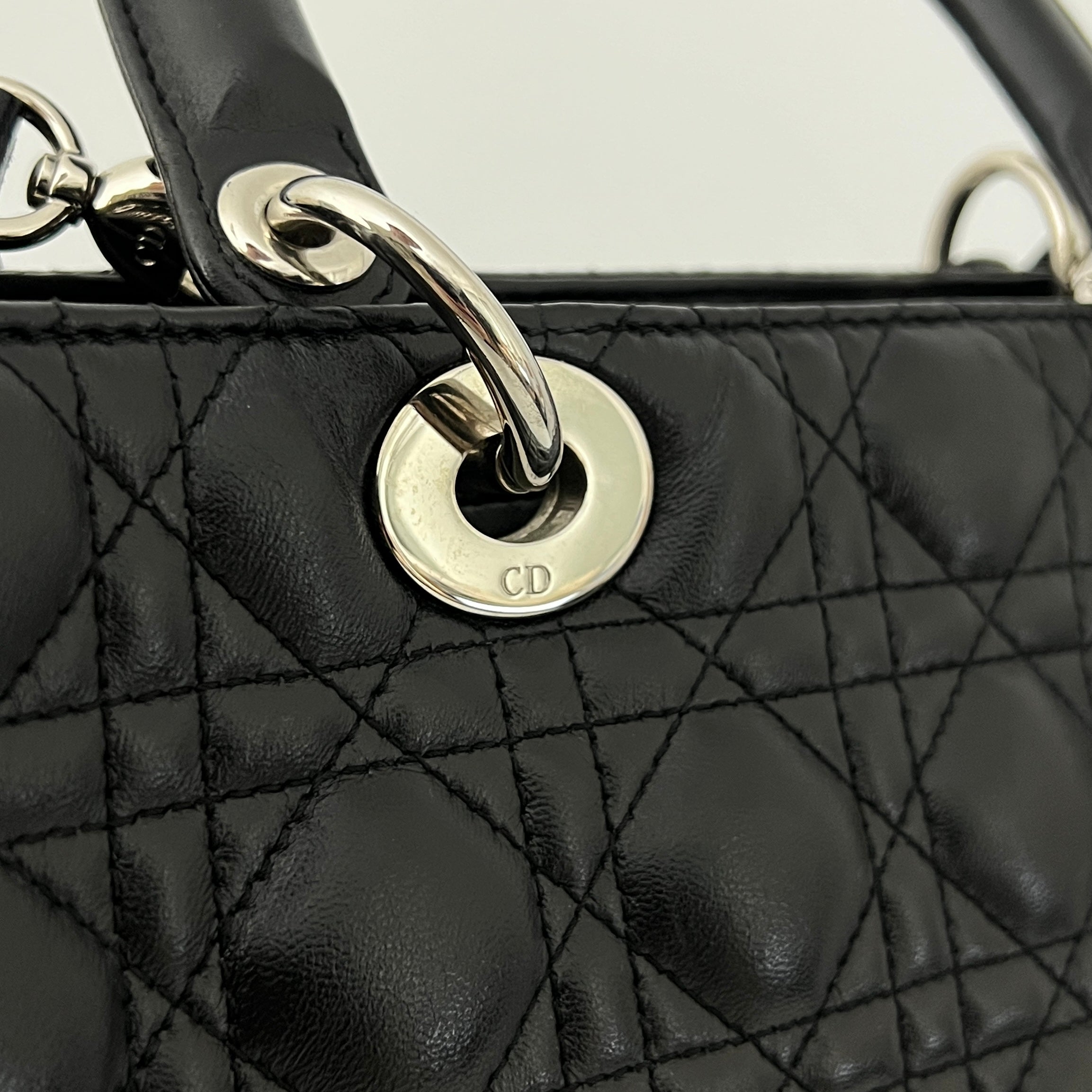 Sac à bandoulière DIOR Lady Dior Large cuir d'agneau noir