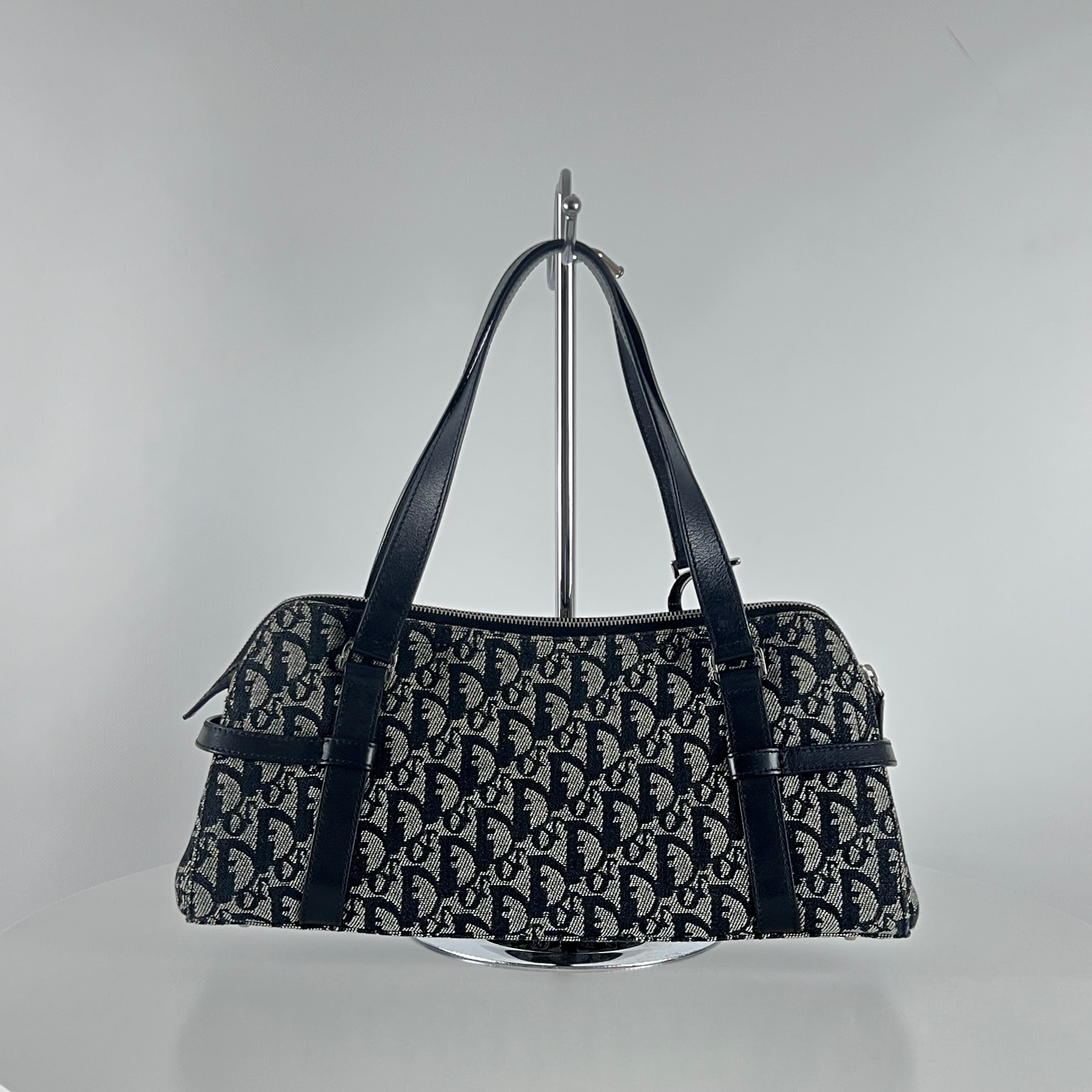 Sac à main DIOR Trotter toile et cuir navy