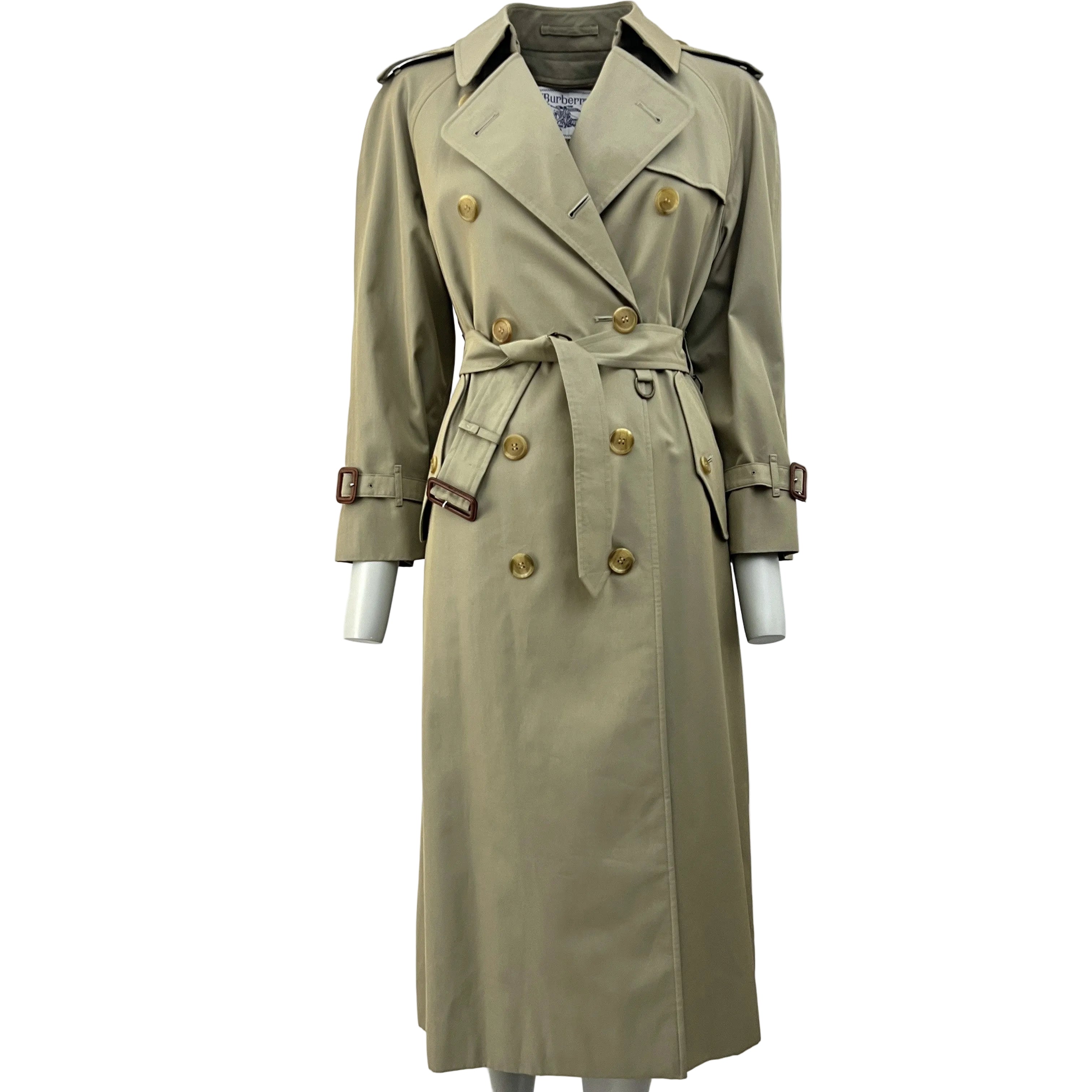 BURBERRY trench coat, size S, khaki cotton