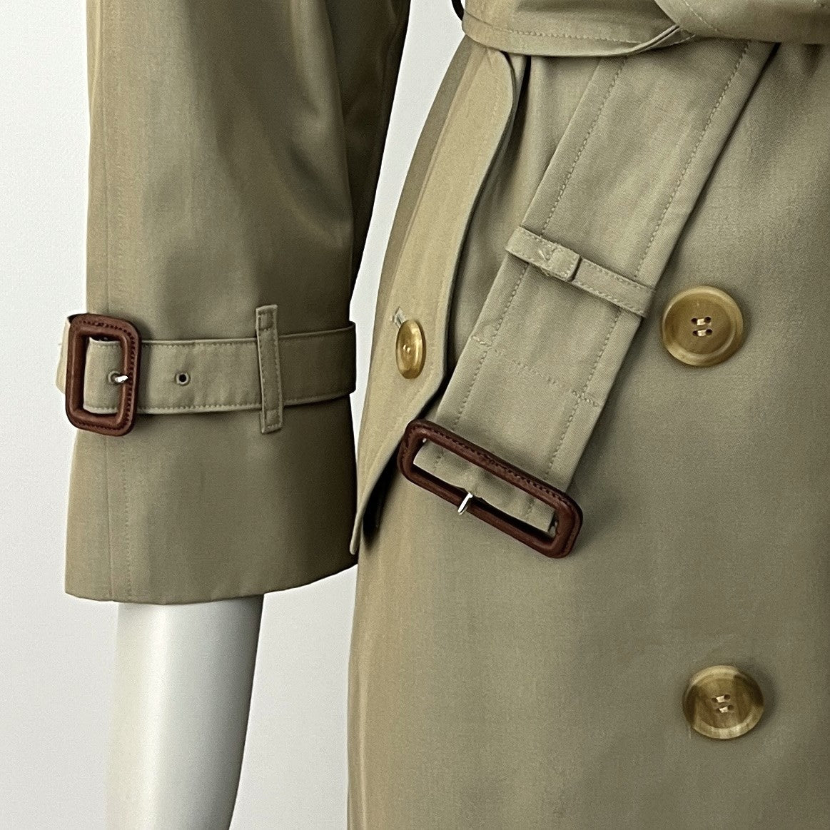 BURBERRY trench coat, size S, khaki cotton