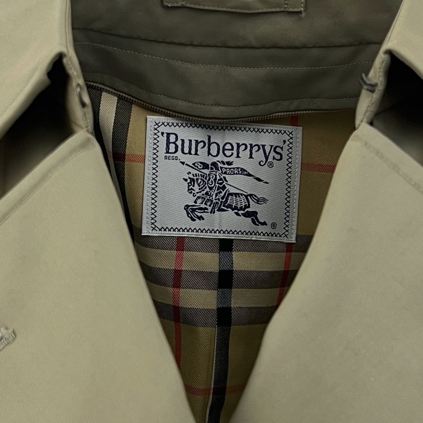 BURBERRY trench coat, size S, khaki cotton