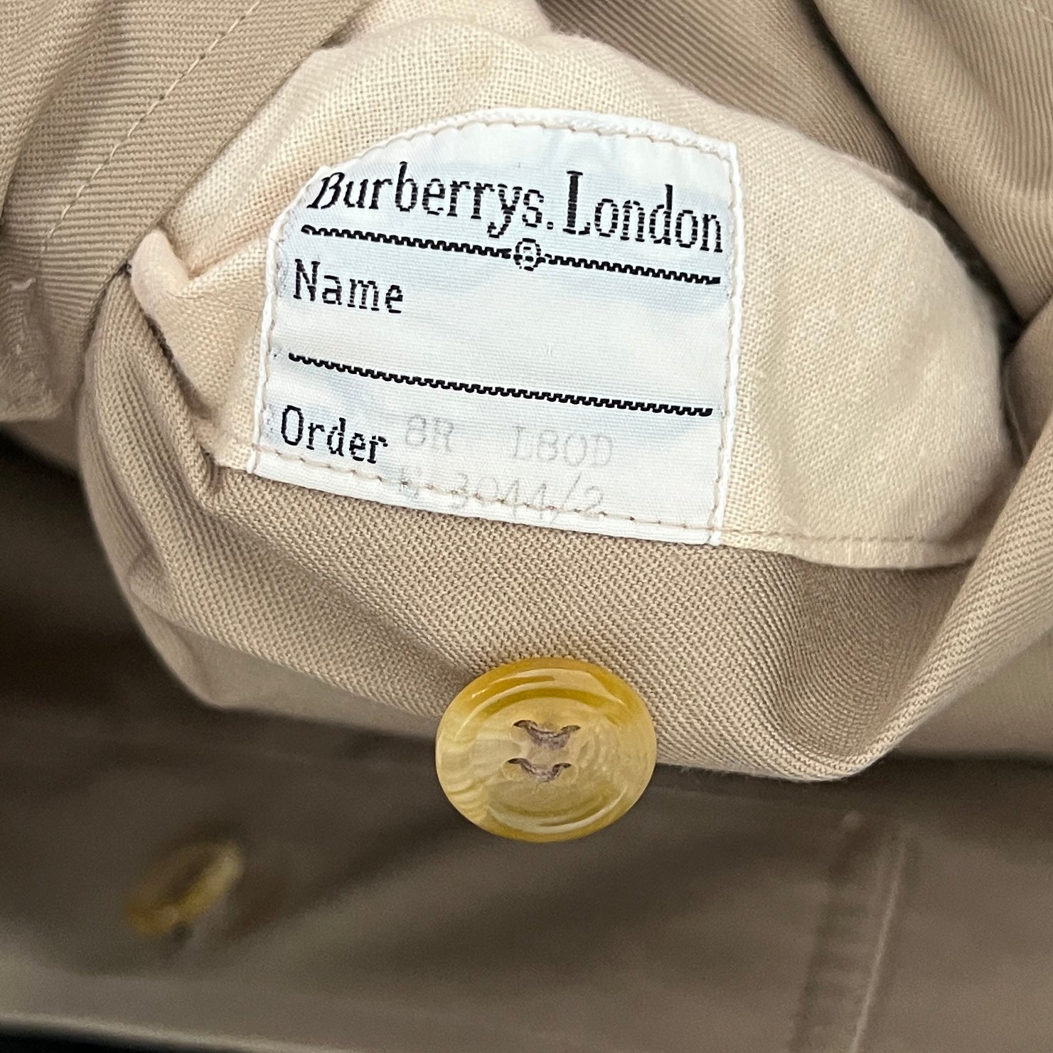 BURBERRY trench coat, size S, beige cotton