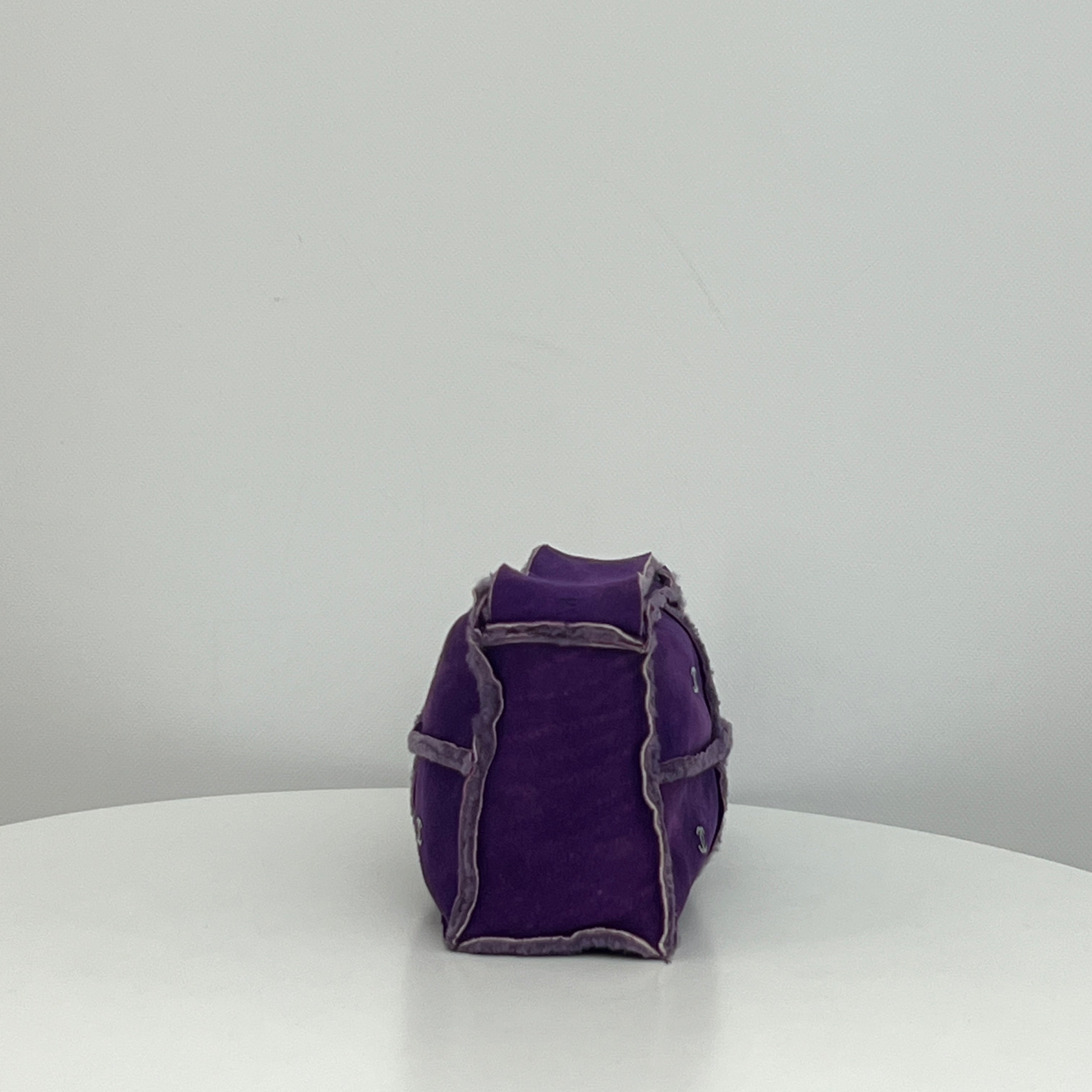 CHANEL Purple Shearling Sheepskin Shoulder Bag