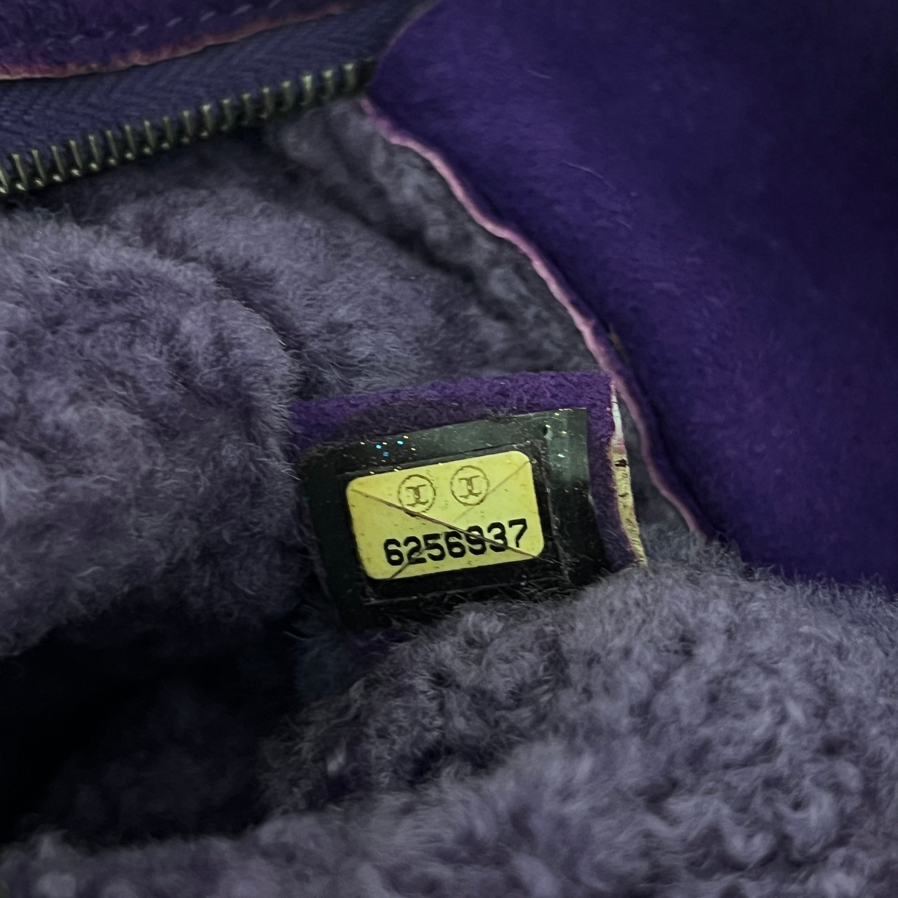 CHANEL Purple Shearling Sheepskin Shoulder Bag