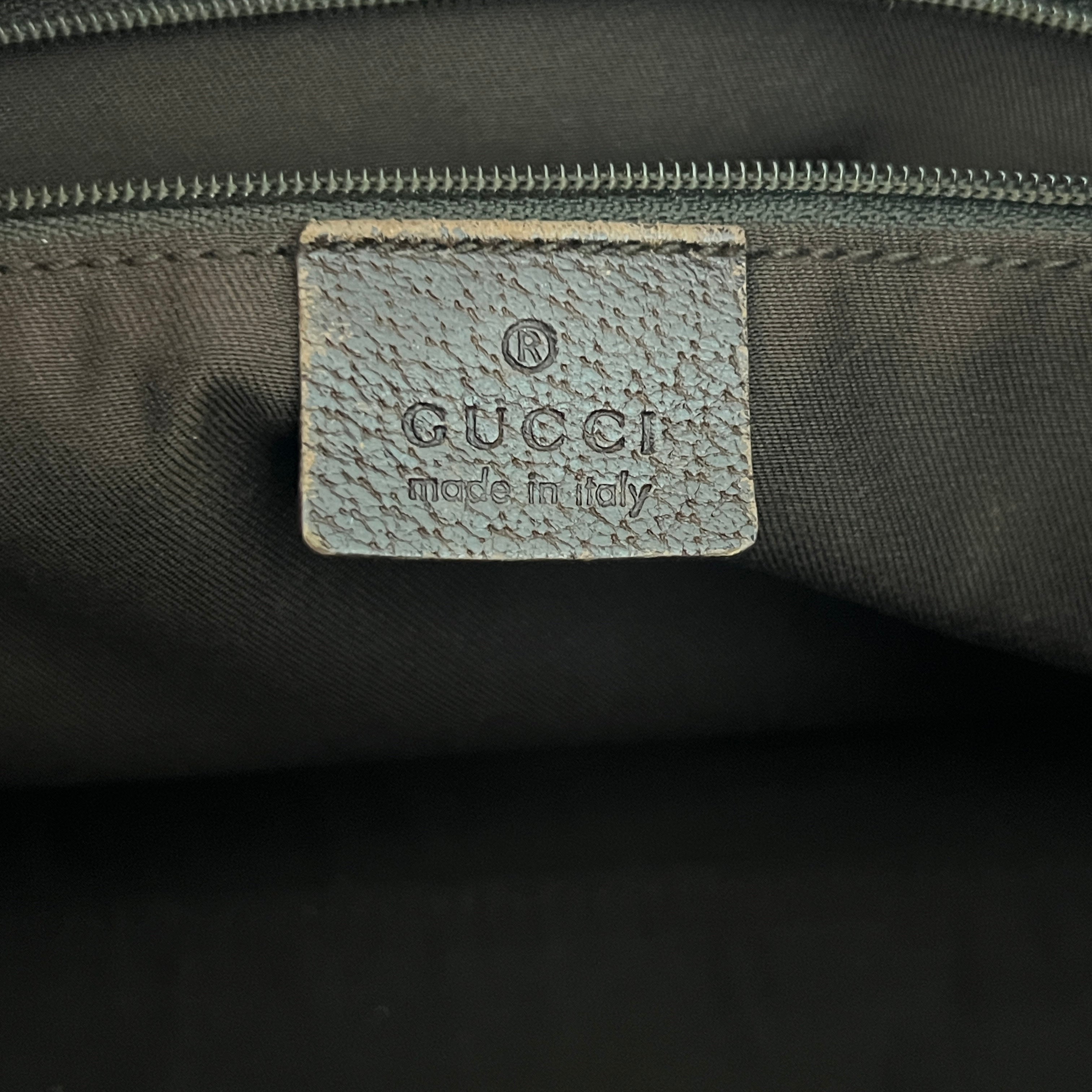 GUCCI Mini Abbey Boston bag in brown canvas and leather
