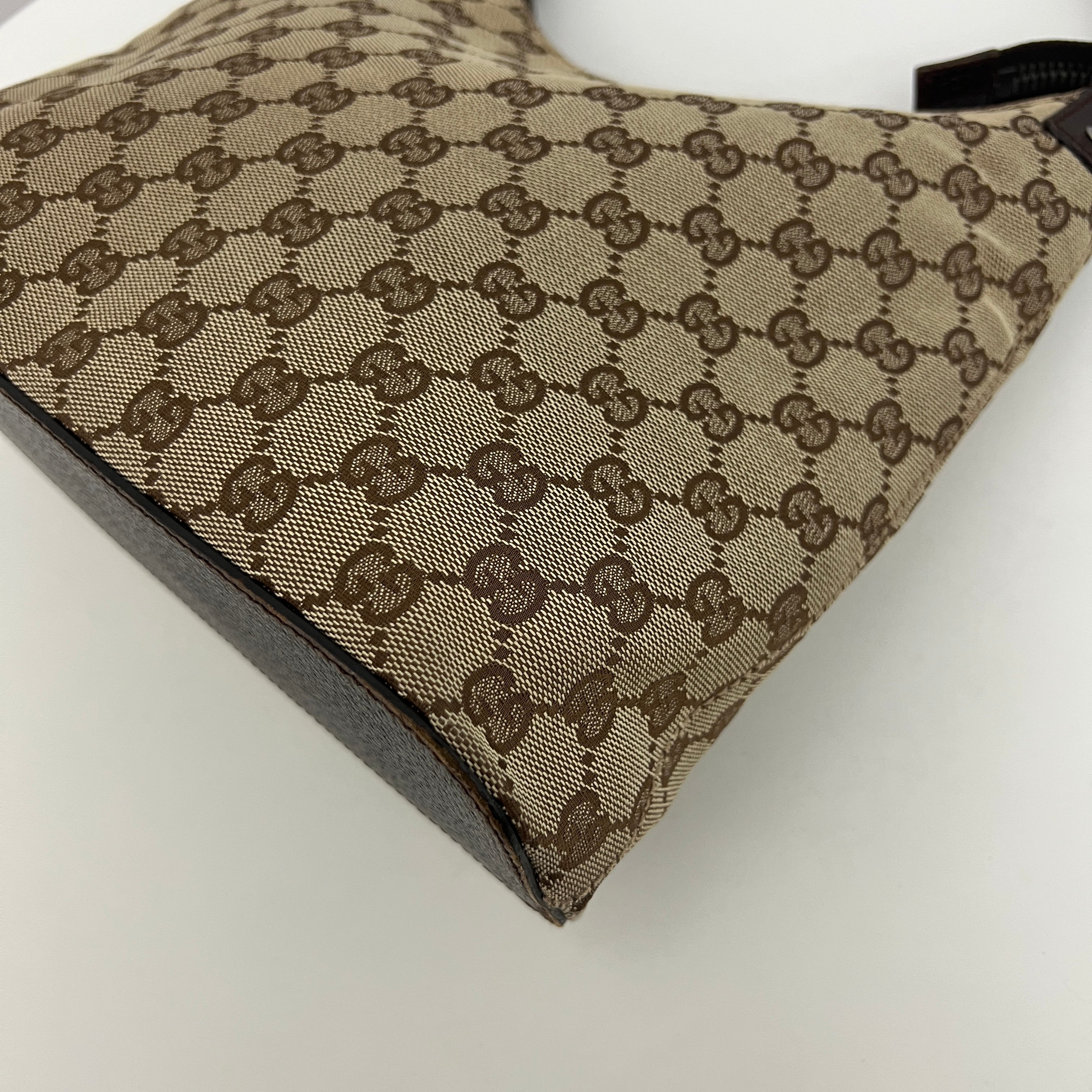 GUCCI Hobo Bag GG Canvas and Brown Leather