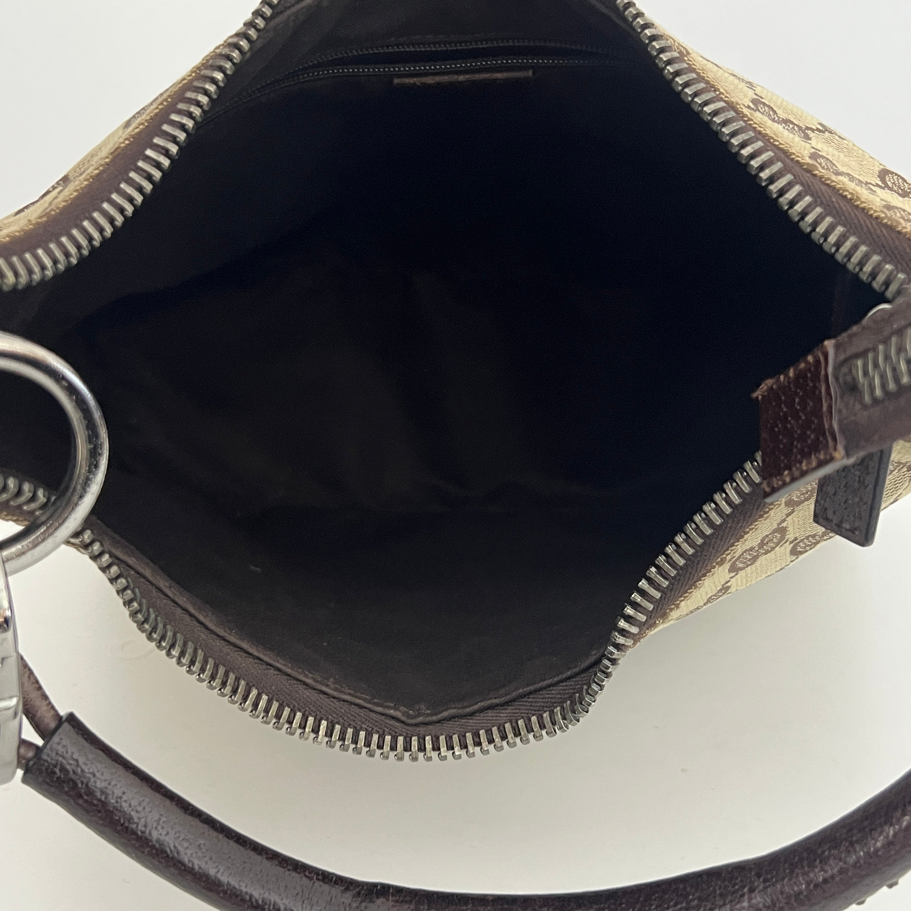 GUCCI Hobo Bag GG Canvas and Brown Leather
