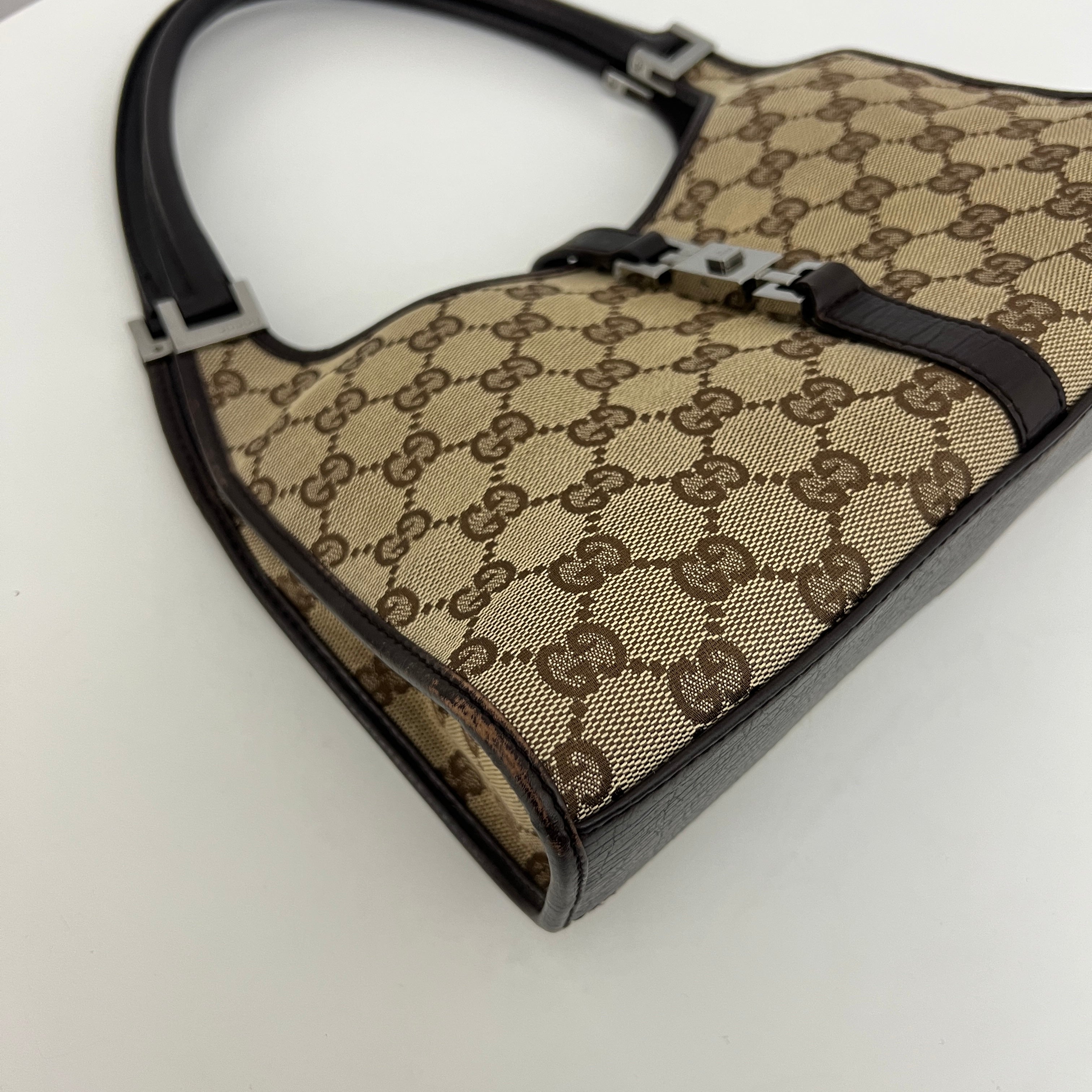 GUCCI Jackie Small brown canvas and leather bag