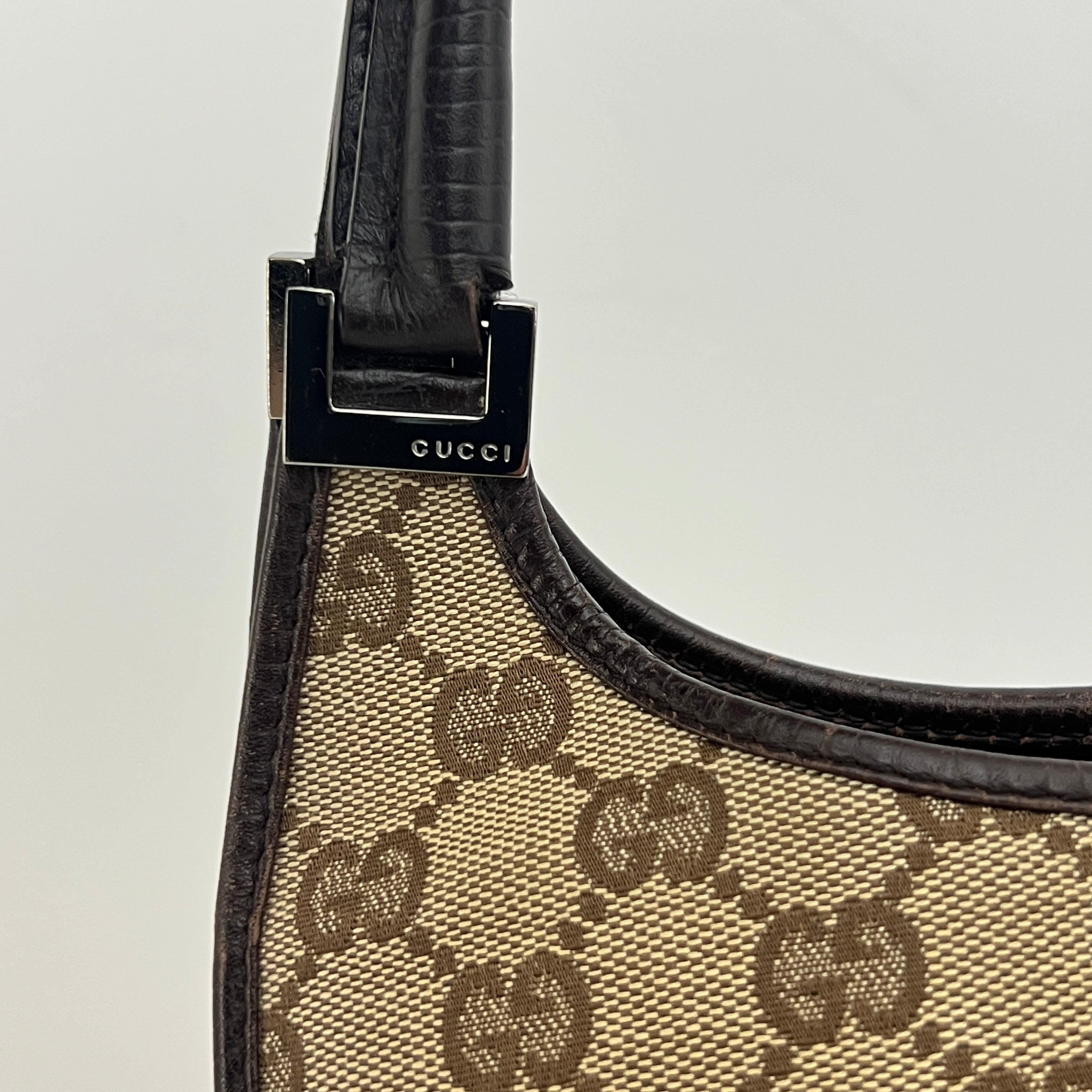 GUCCI Jackie Small brown canvas and leather bag