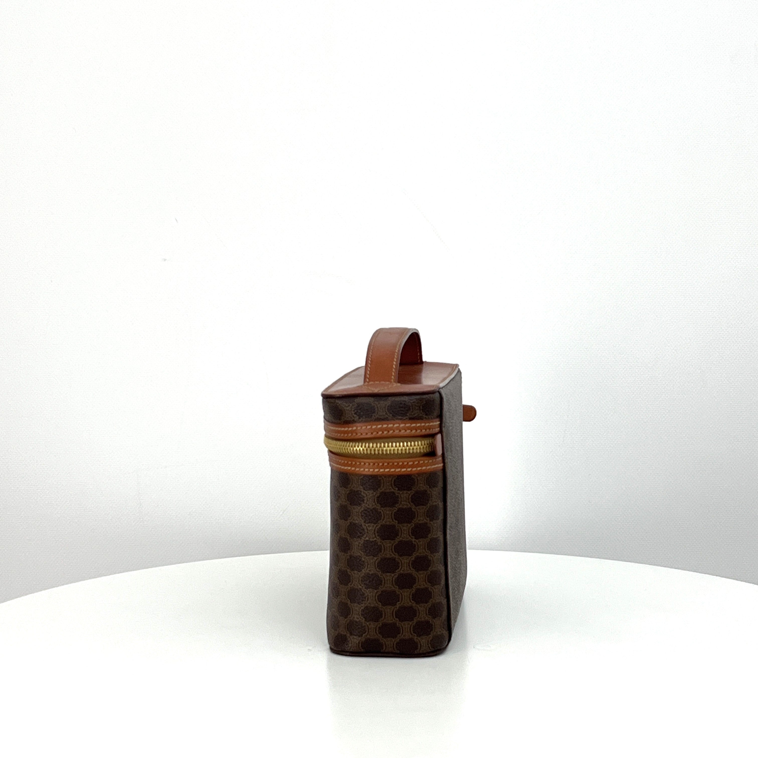 CELINE Vanity Bag in brown canvas and leather