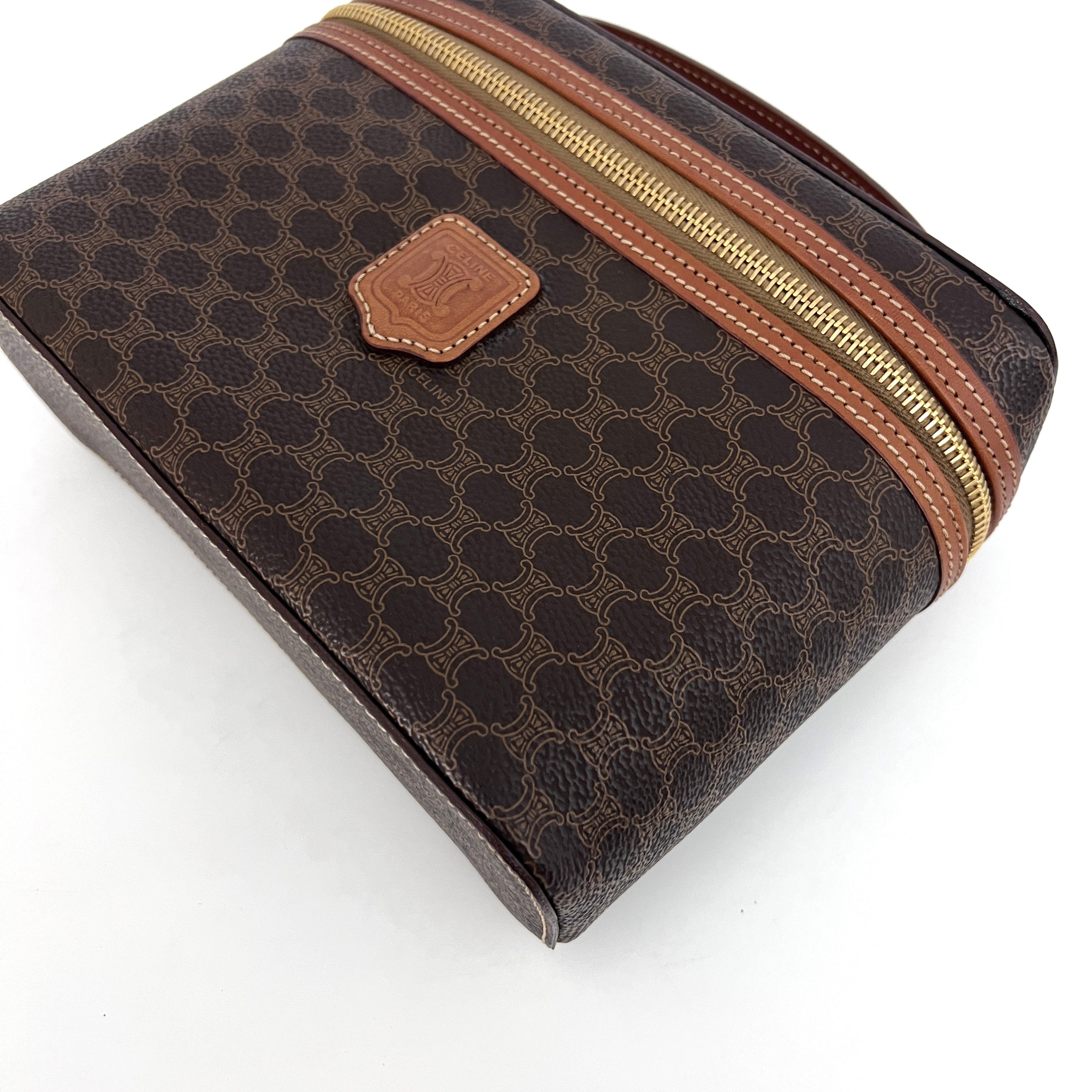 CELINE Vanity Bag in brown canvas and leather