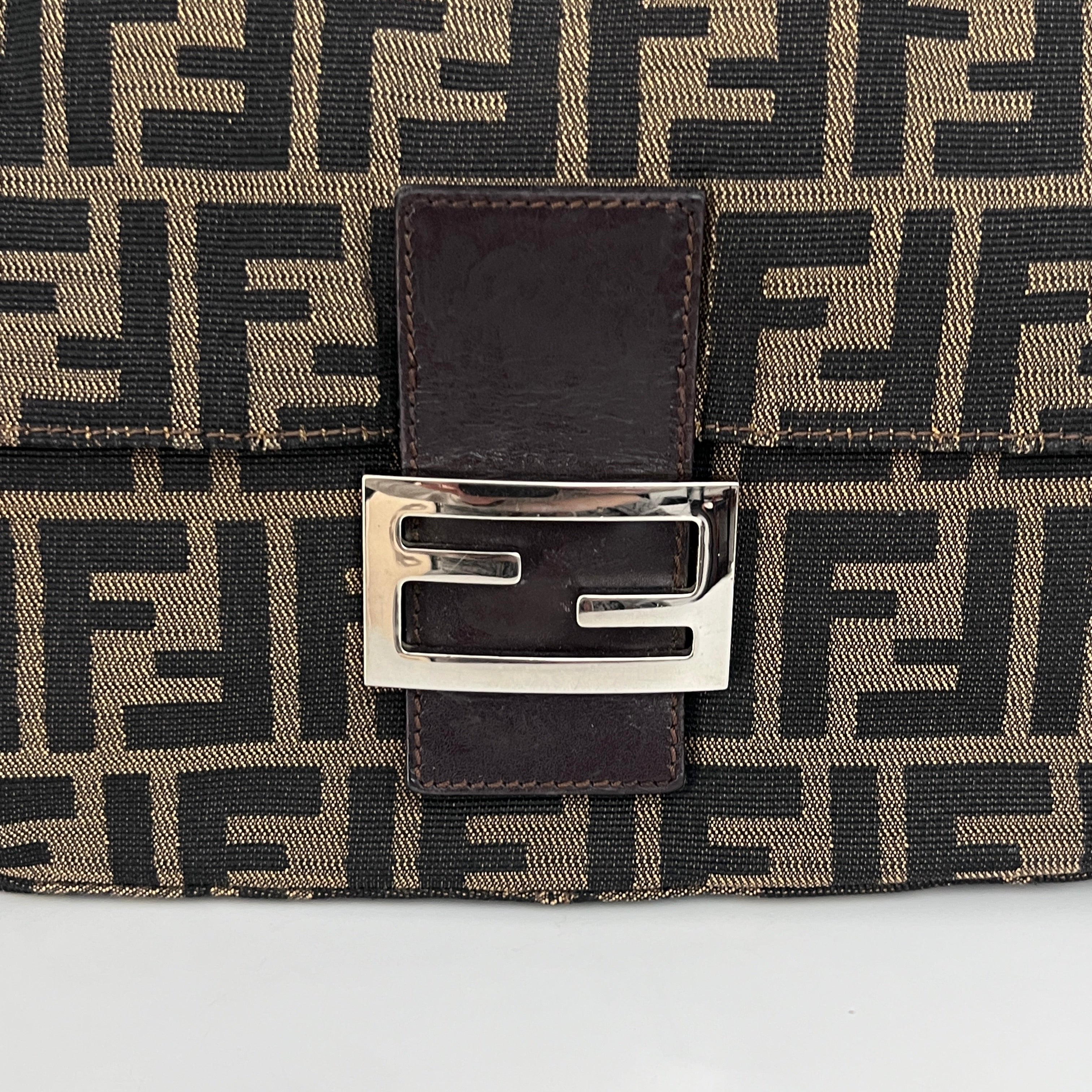 FENDI Mamma Bag in brown canvas and leather