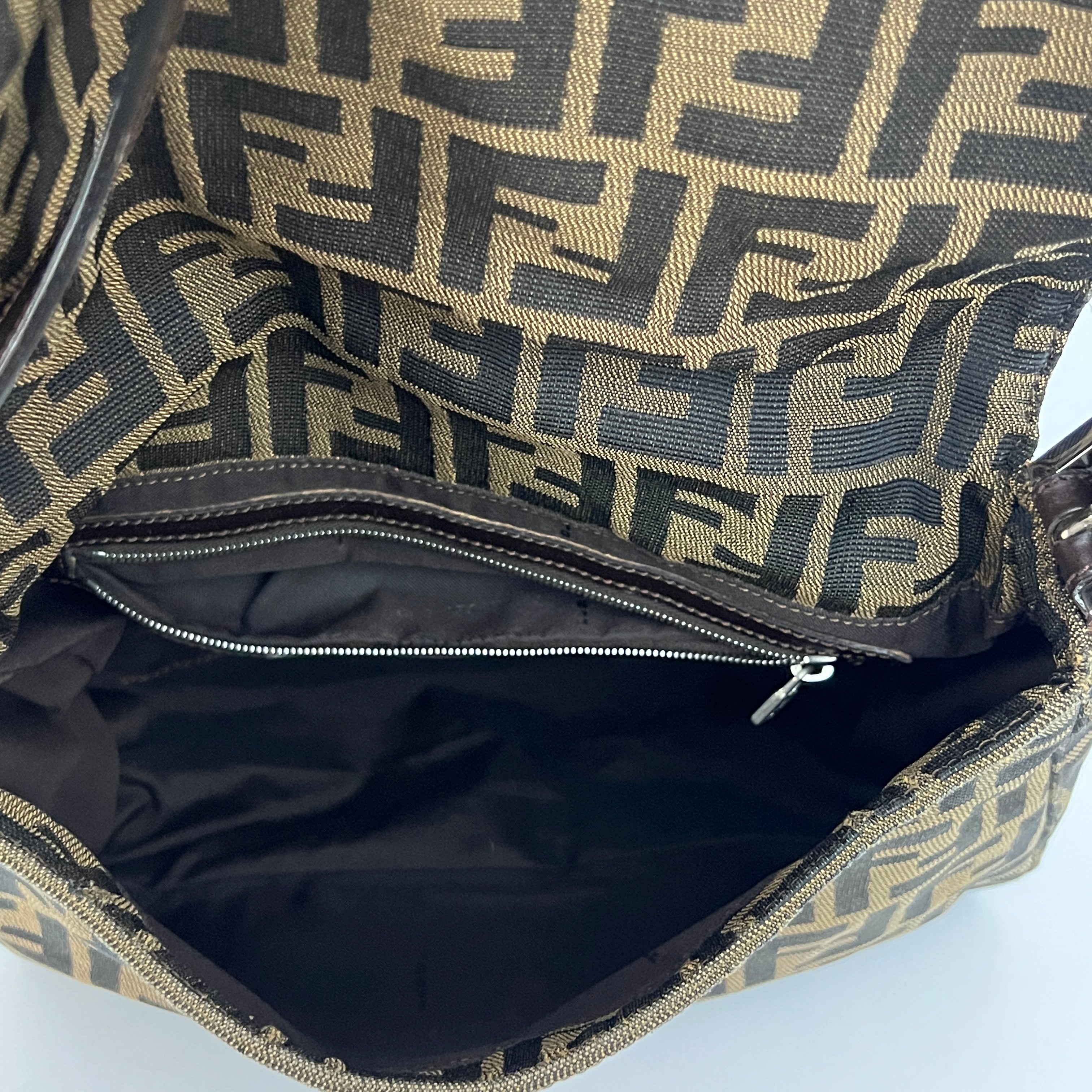 FENDI Mamma Bag in brown canvas and leather