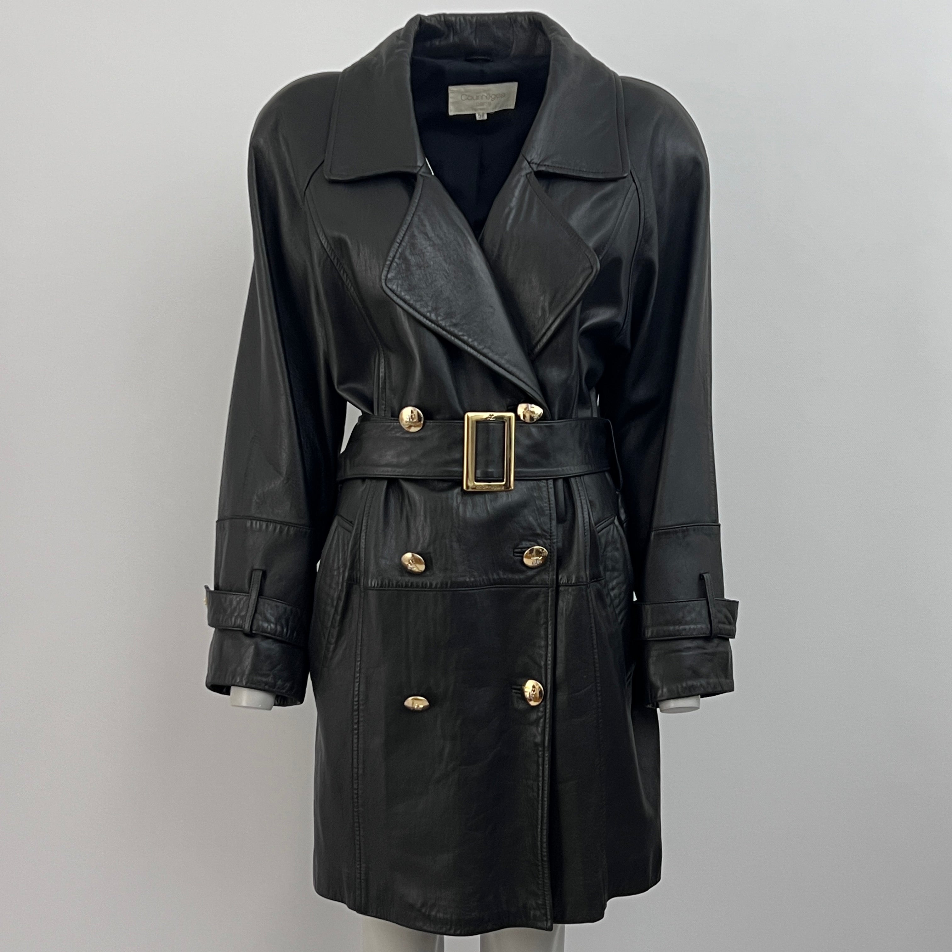 Trench coat COURRÈGES M black leather