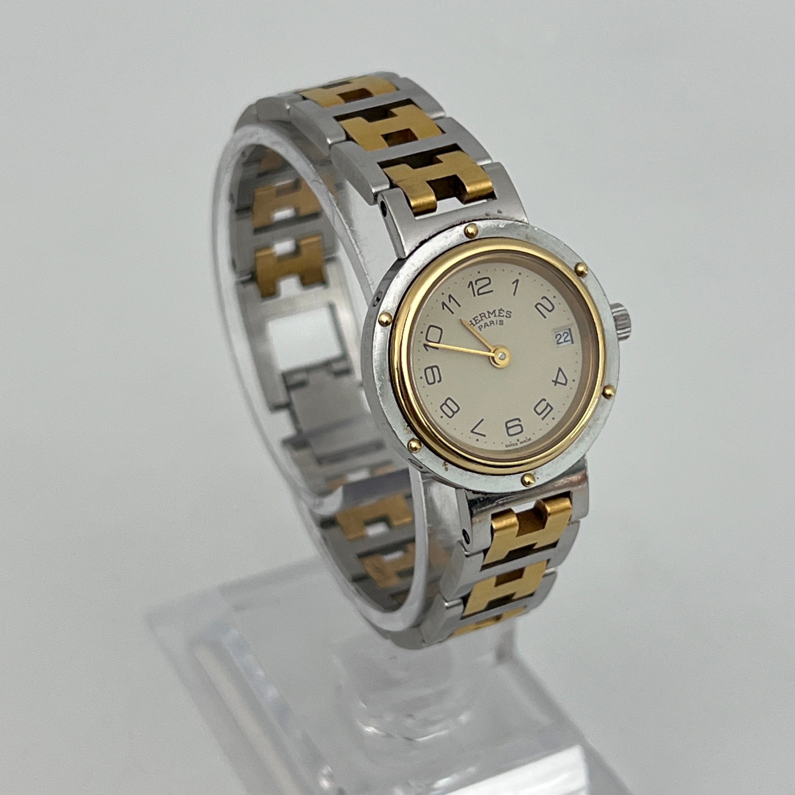 Montre HERMÈS Clipper acier bicolore