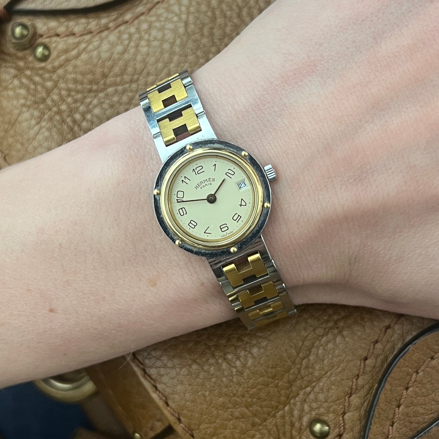 HERMÈS Clipper two-tone steel watch