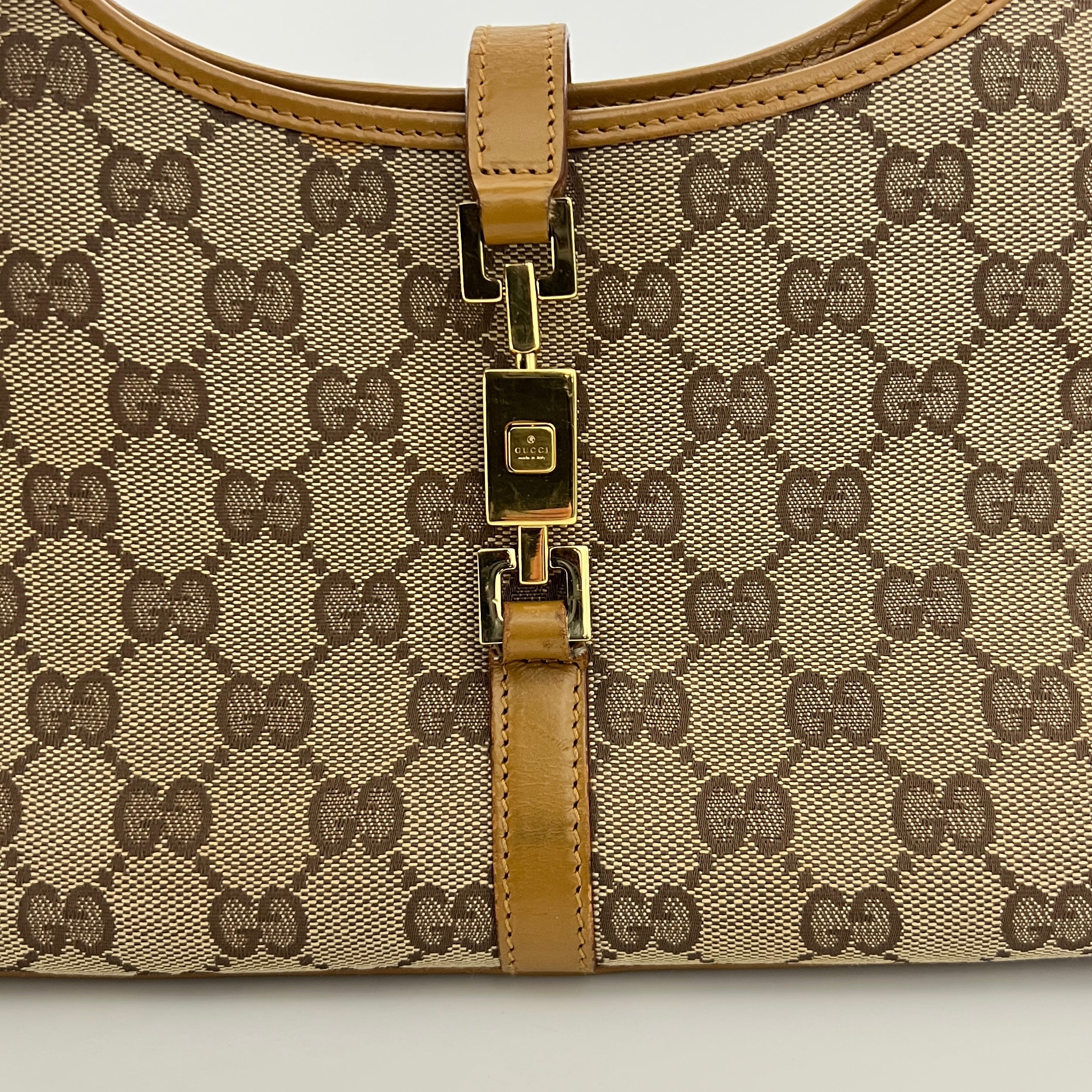 Sac GUCCI Jackie Small toile et cuir marron