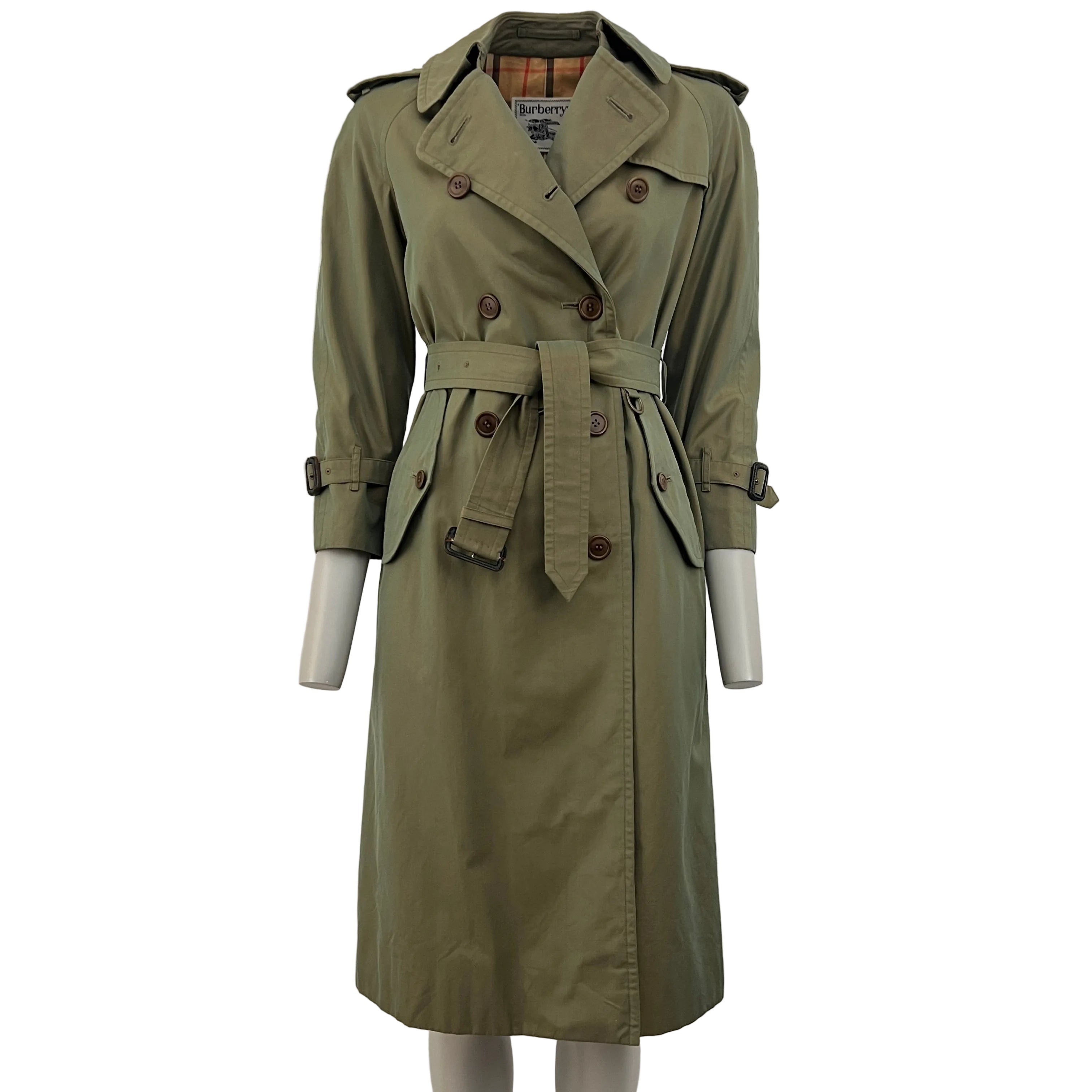 Trench BURBERRY XXS coton vert irrisé Chelsea Circa 1990