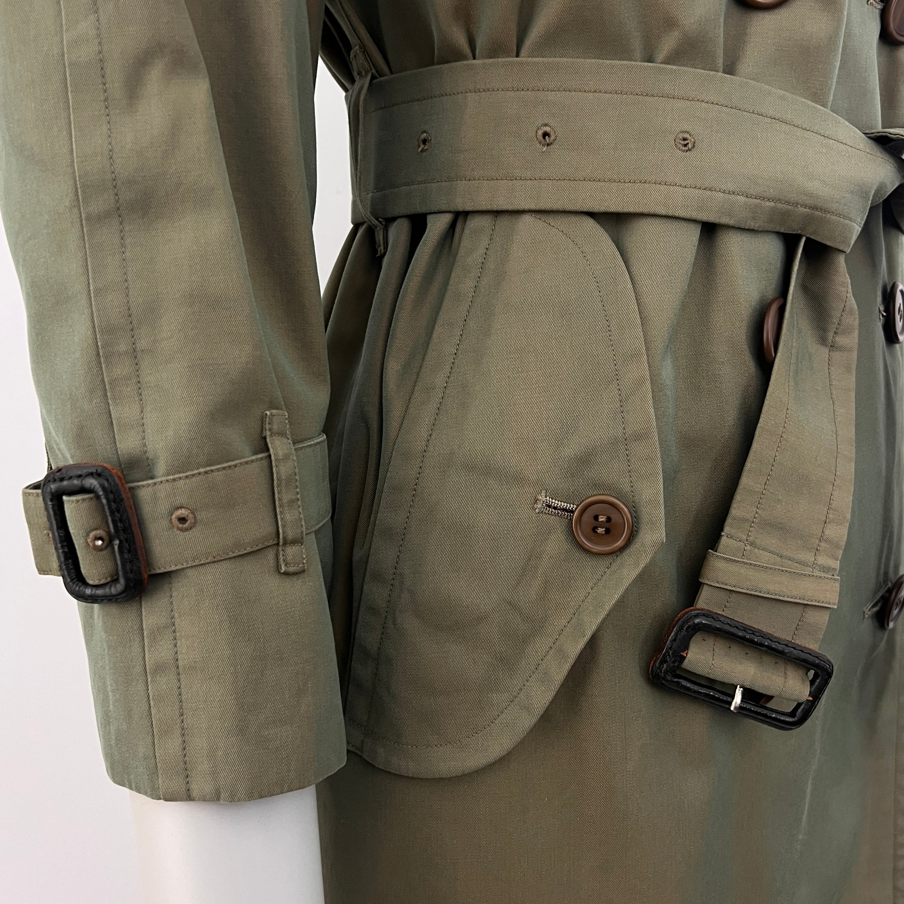 Trench BURBERRY XXS coton vert irrisé Chelsea Circa 1990