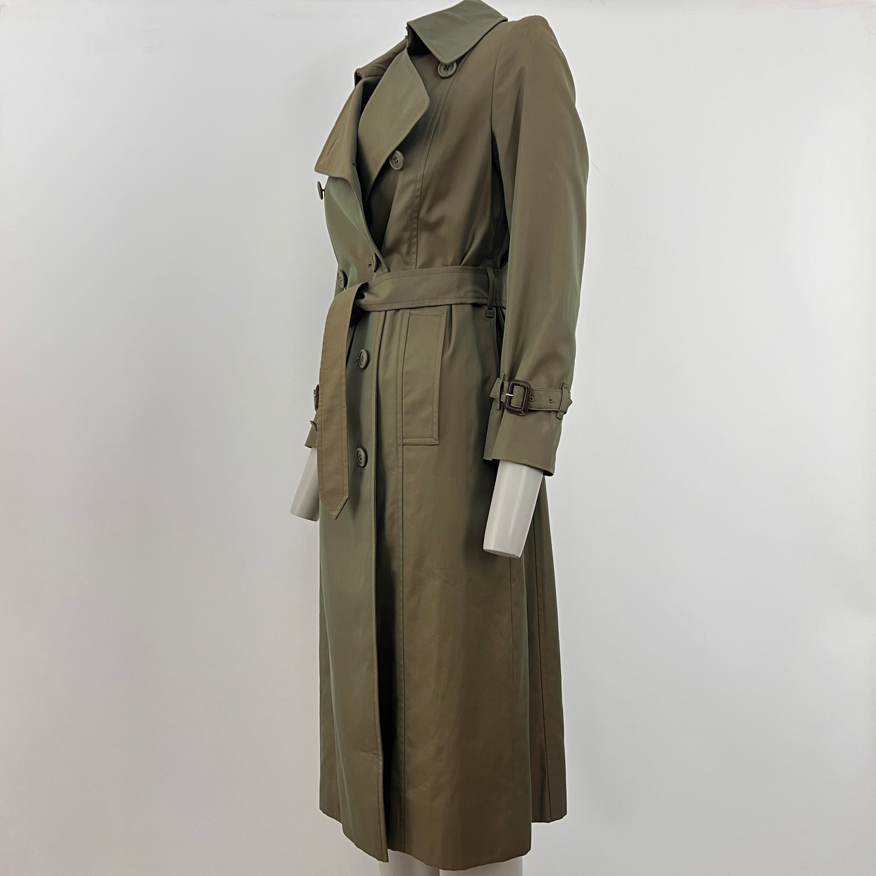 Trench BURBERRY XS coton vert irrisé Circa 1990