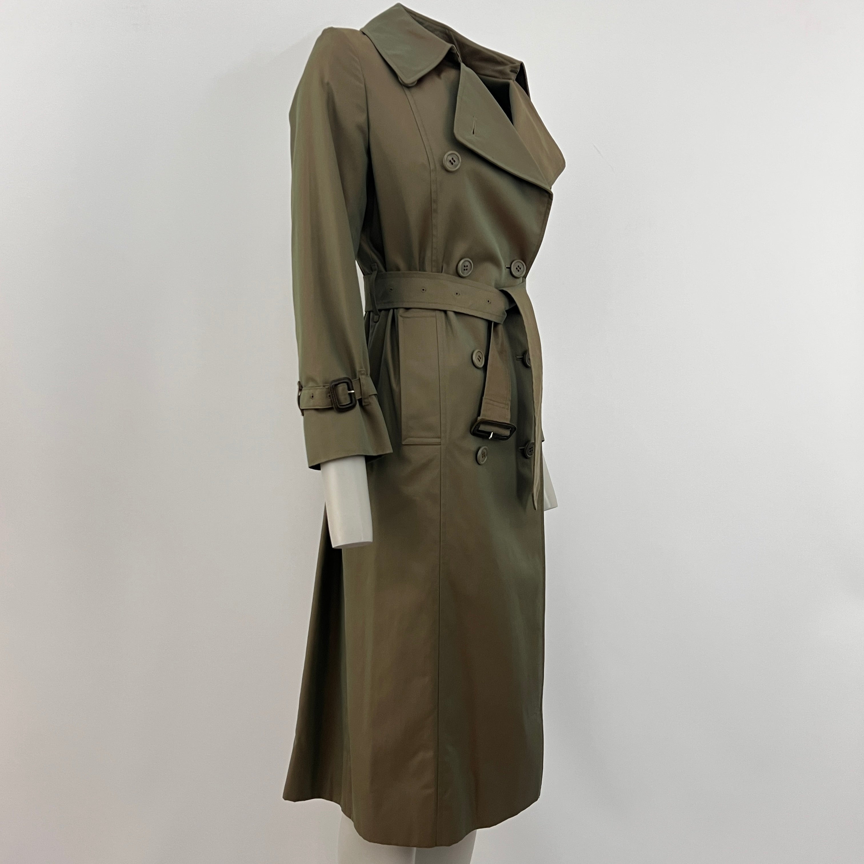 Trench BURBERRY XS coton vert irrisé Circa 1990