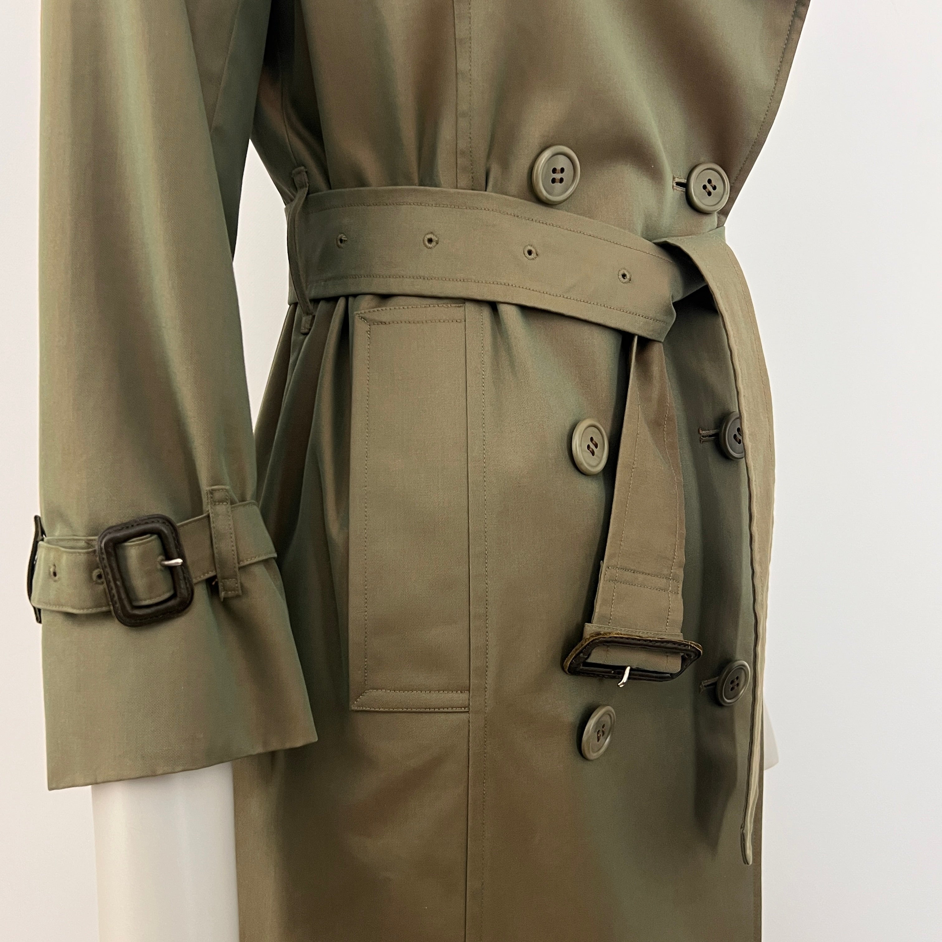 Trench BURBERRY XS coton vert irrisé Circa 1990