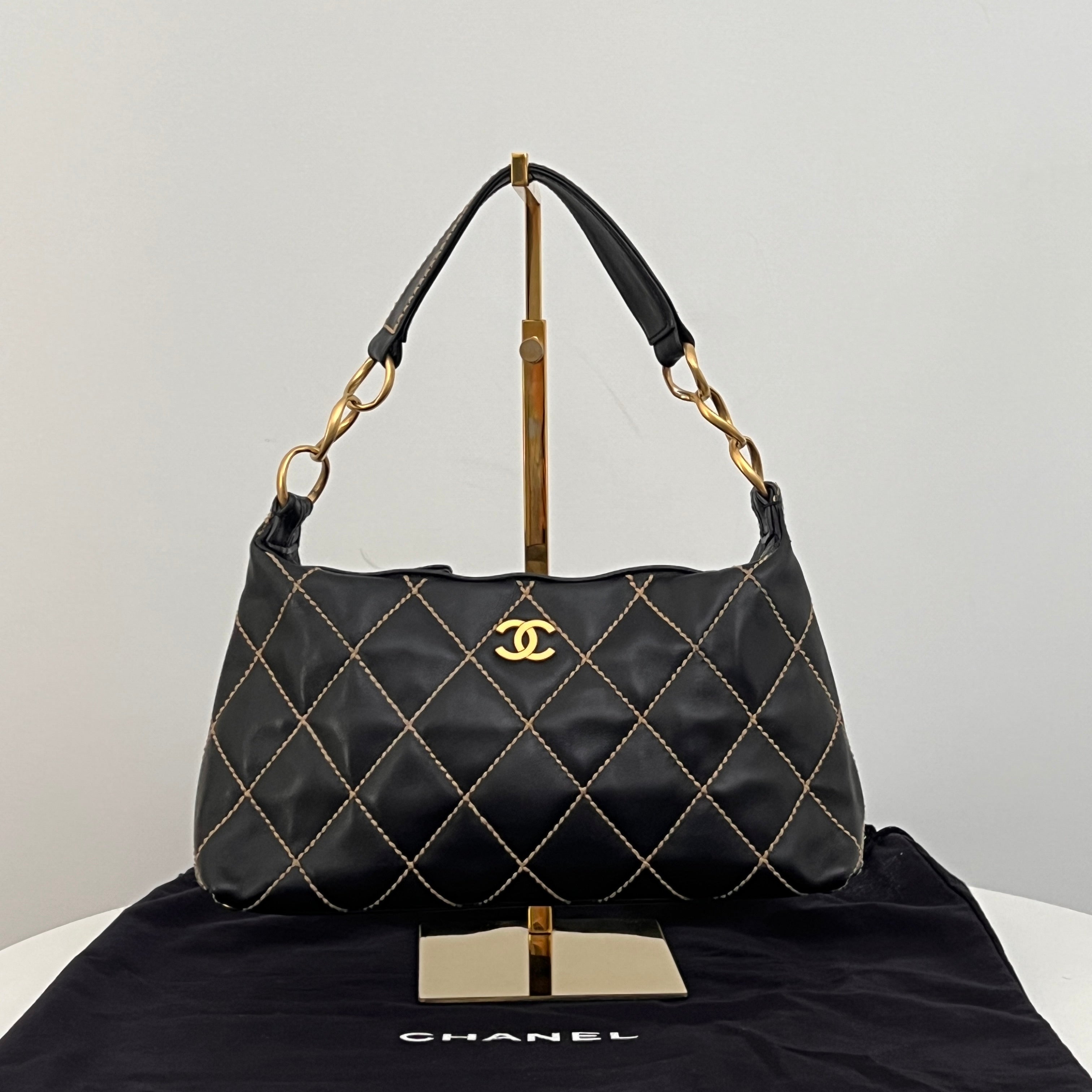 CHANEL Wild Stitch black lambskin bag Circa 1990