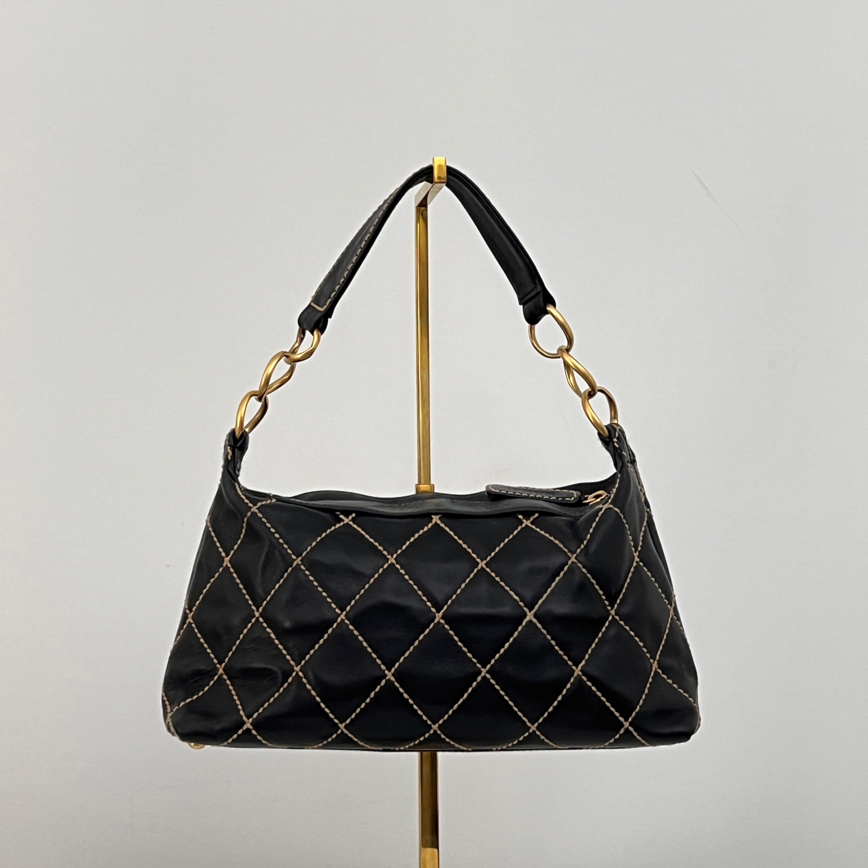 CHANEL Wild Stitch black lambskin bag Circa 1990