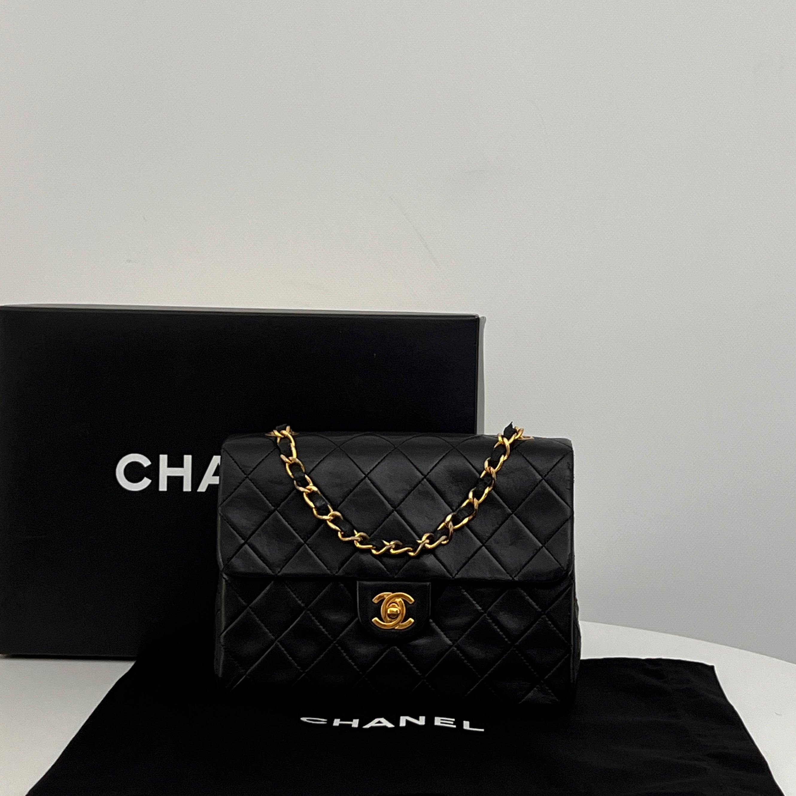 CHANEL Classic Mini Rectangle shoulder bag black lambskin 1989-1991