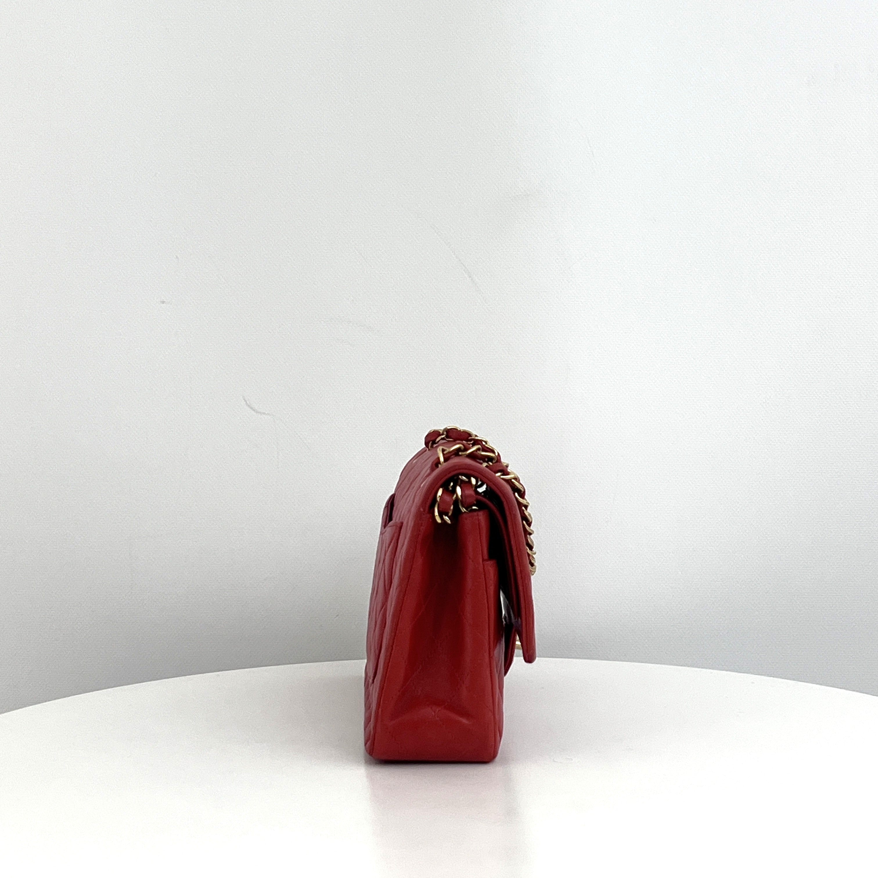 CHANEL Classic 11.12 Medium shoulder bag red lambskin 2000-2002