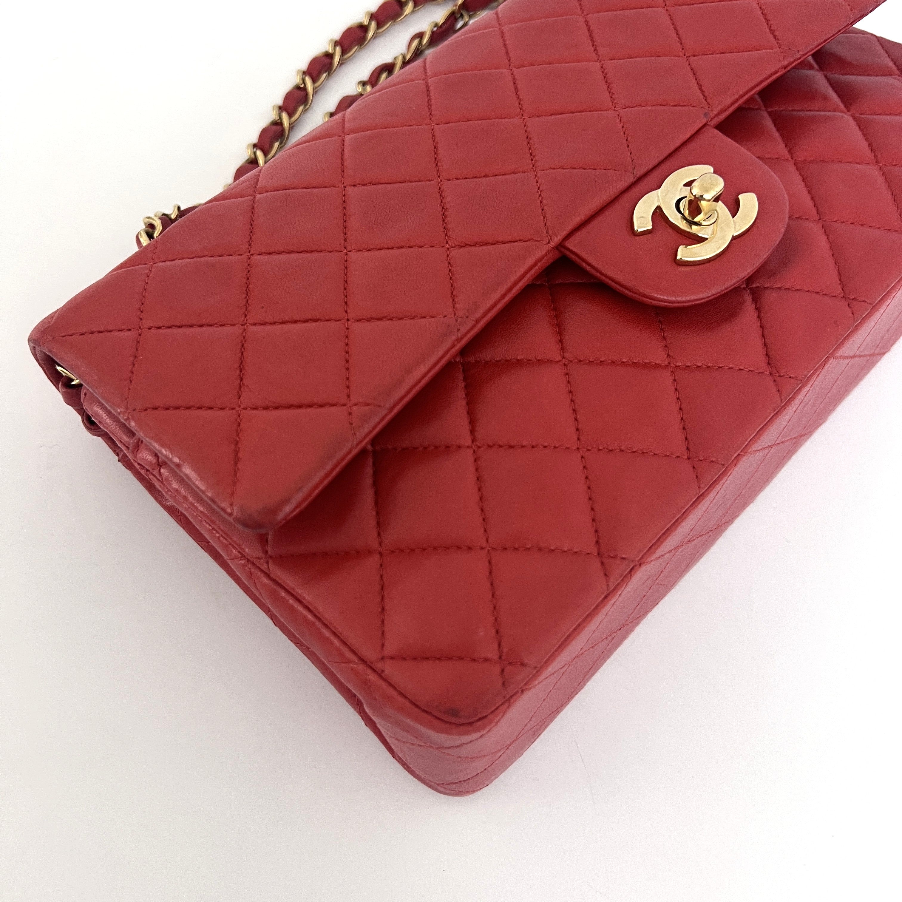 CHANEL Classic 11.12 Medium shoulder bag red lambskin 2000-2002