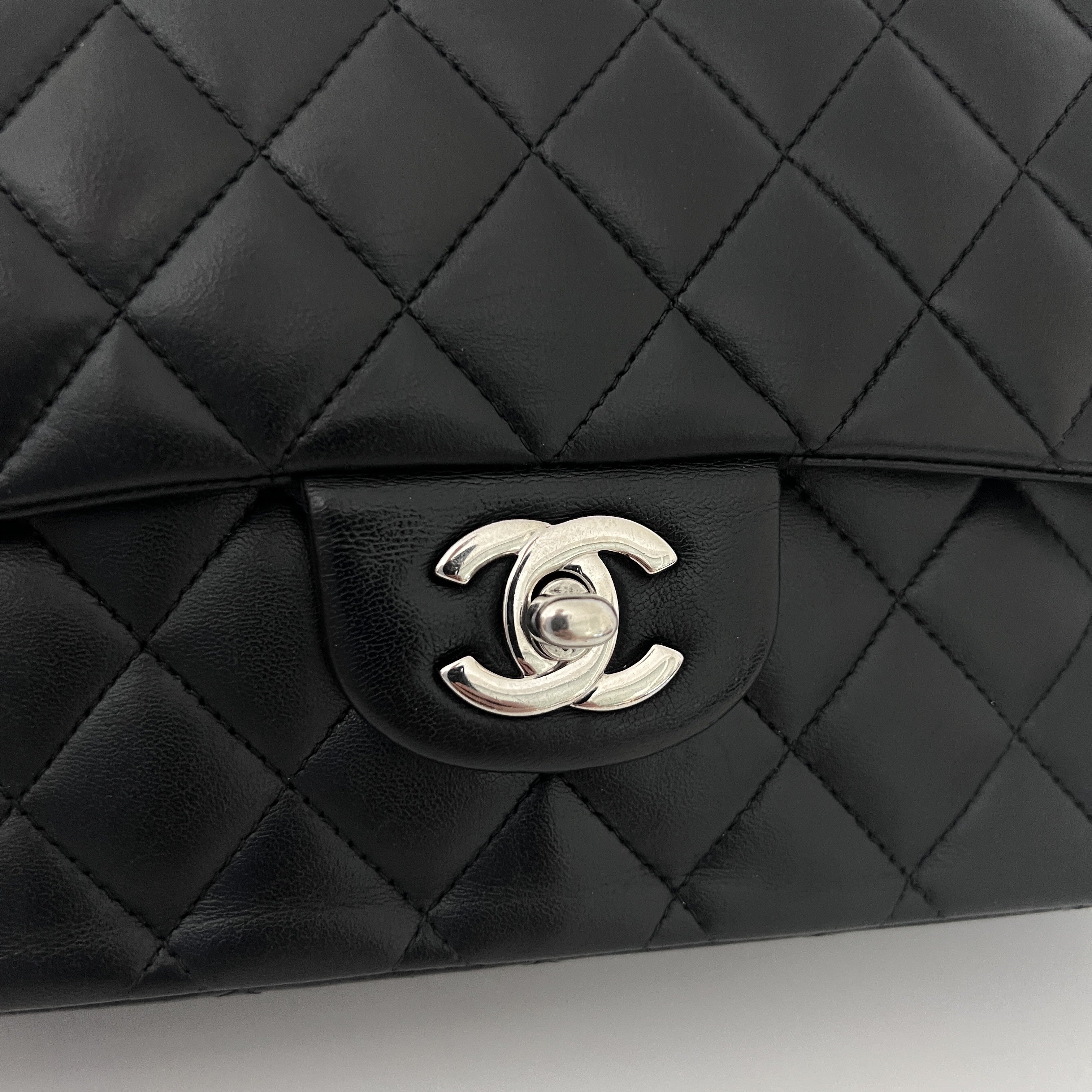 CHANEL Classic 11.12 Medium Shoulder Bag Black Lambskin 2009-2010