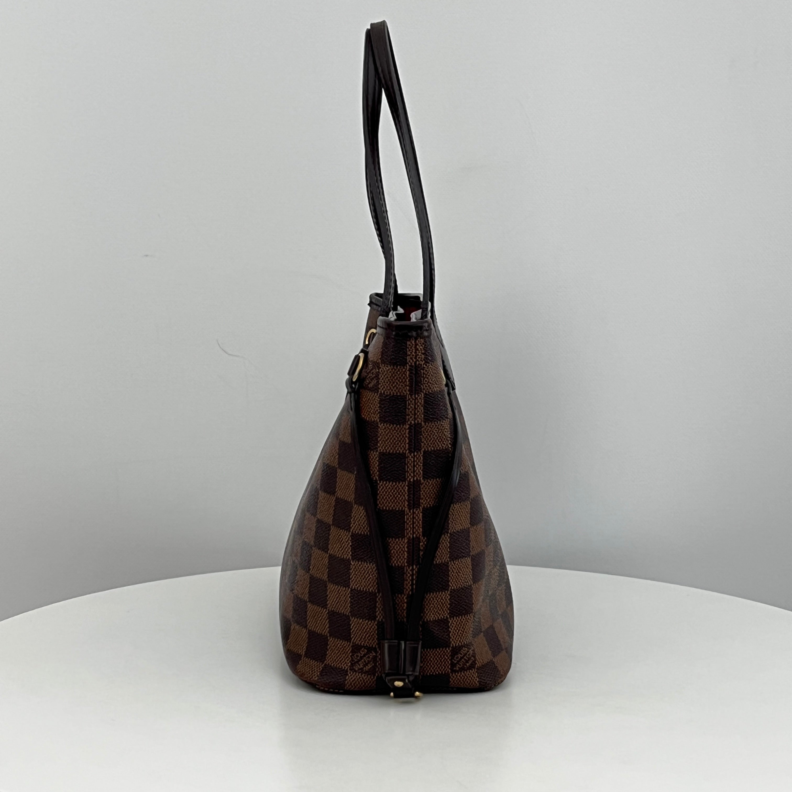 LOUIS VUITTON Neverfull PM canvas and brown leather bag 2014