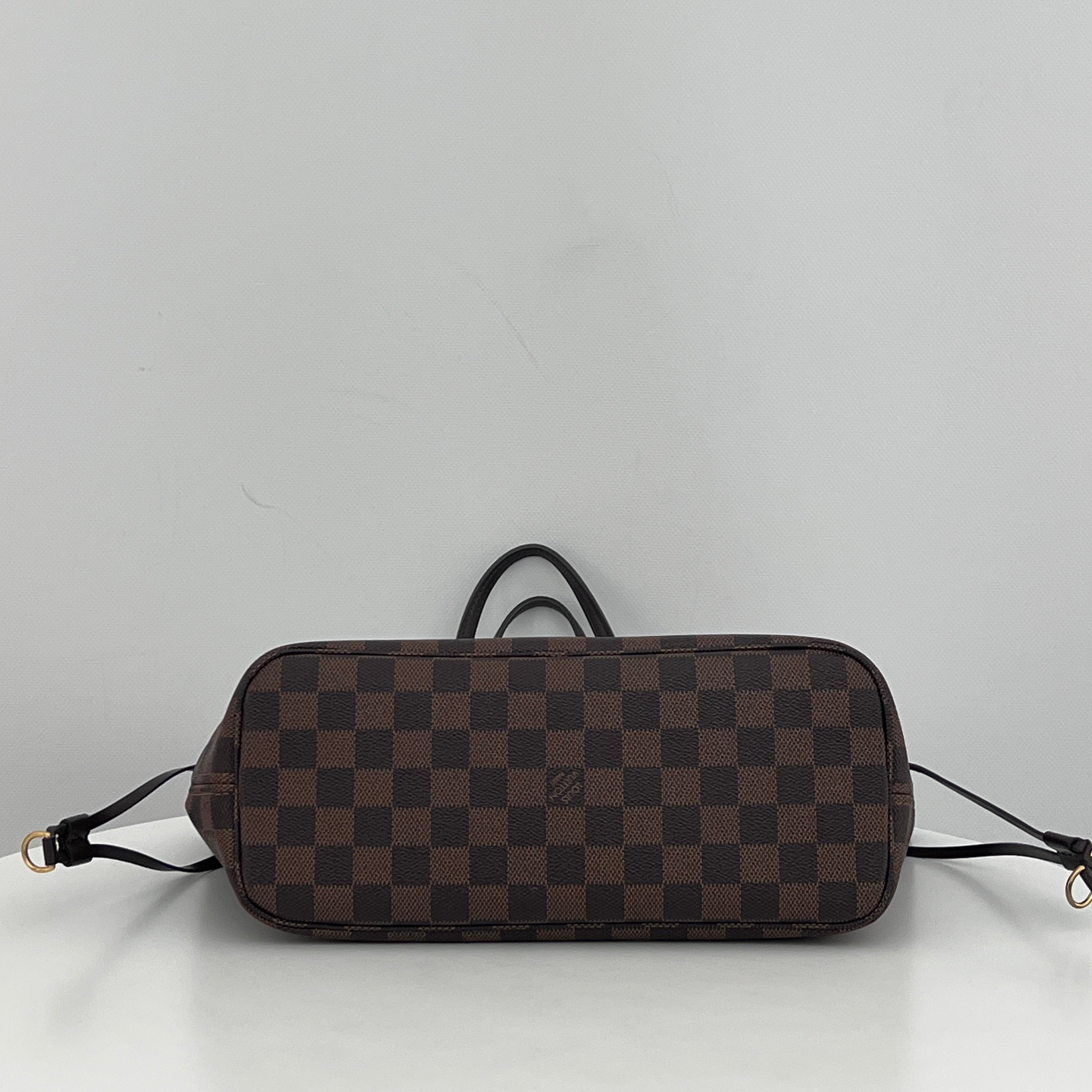LOUIS VUITTON Neverfull PM canvas and brown leather bag 2014